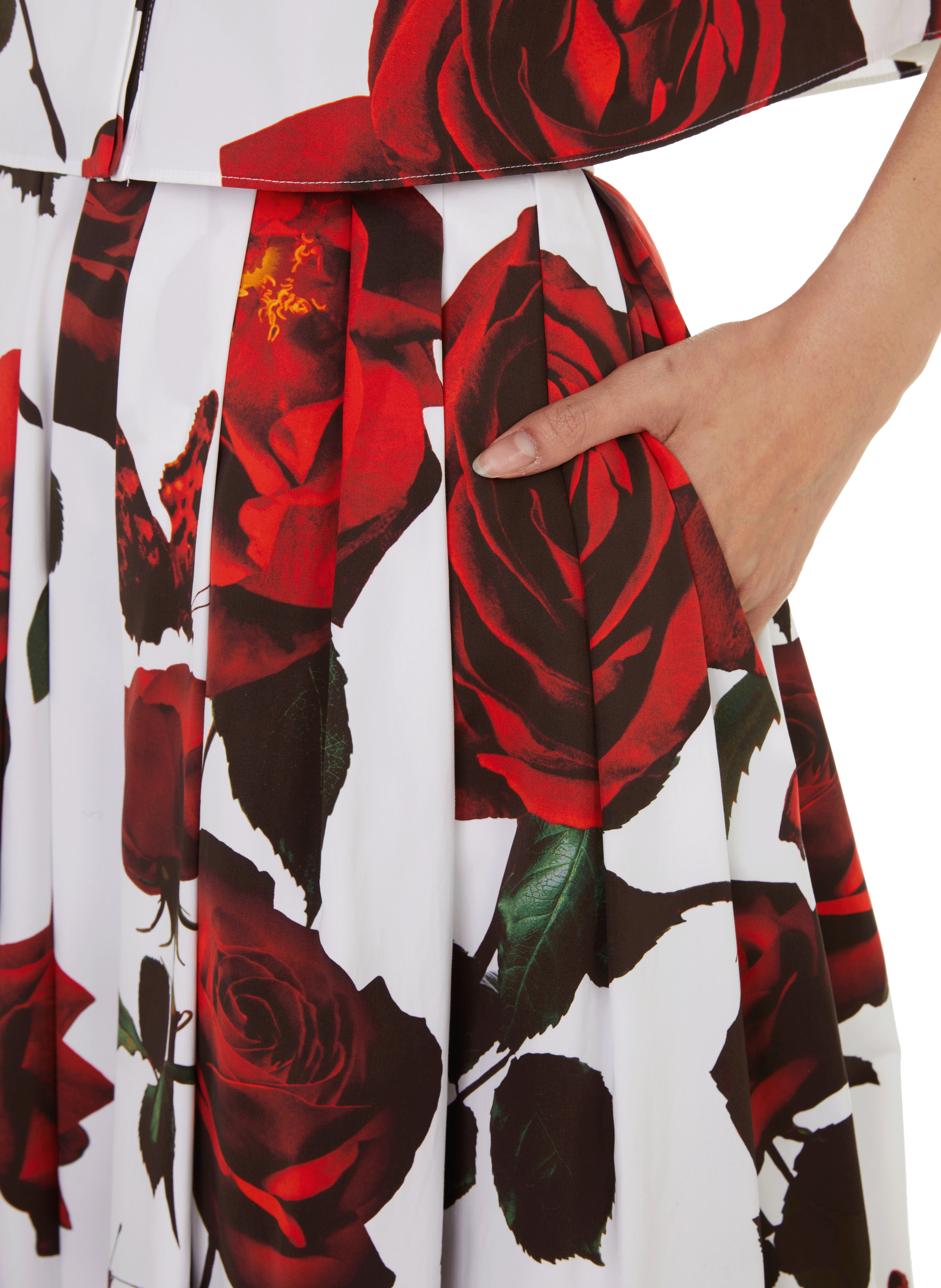 Pleated floral-print midi skirt ALEXANDER MCQUEEN Multicolour