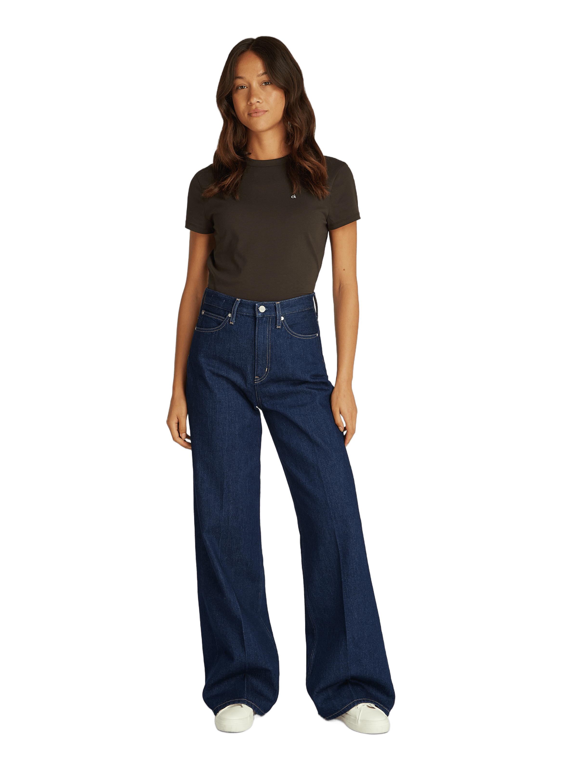 Jean large taille haute en coton CALVIN KLEIN Bleu