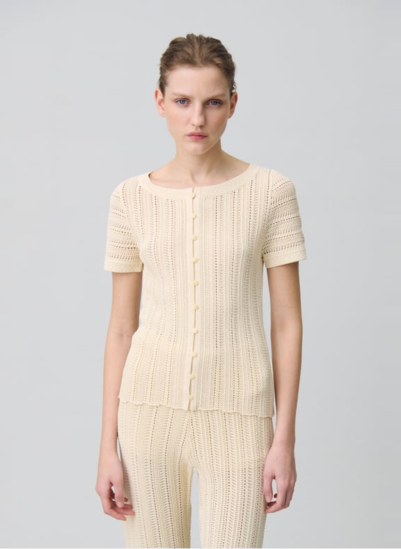Top droit en crochet Beige by CLAUDIE PIERLOT CLAUDIE PIERLOT Top droit en crochet Beige