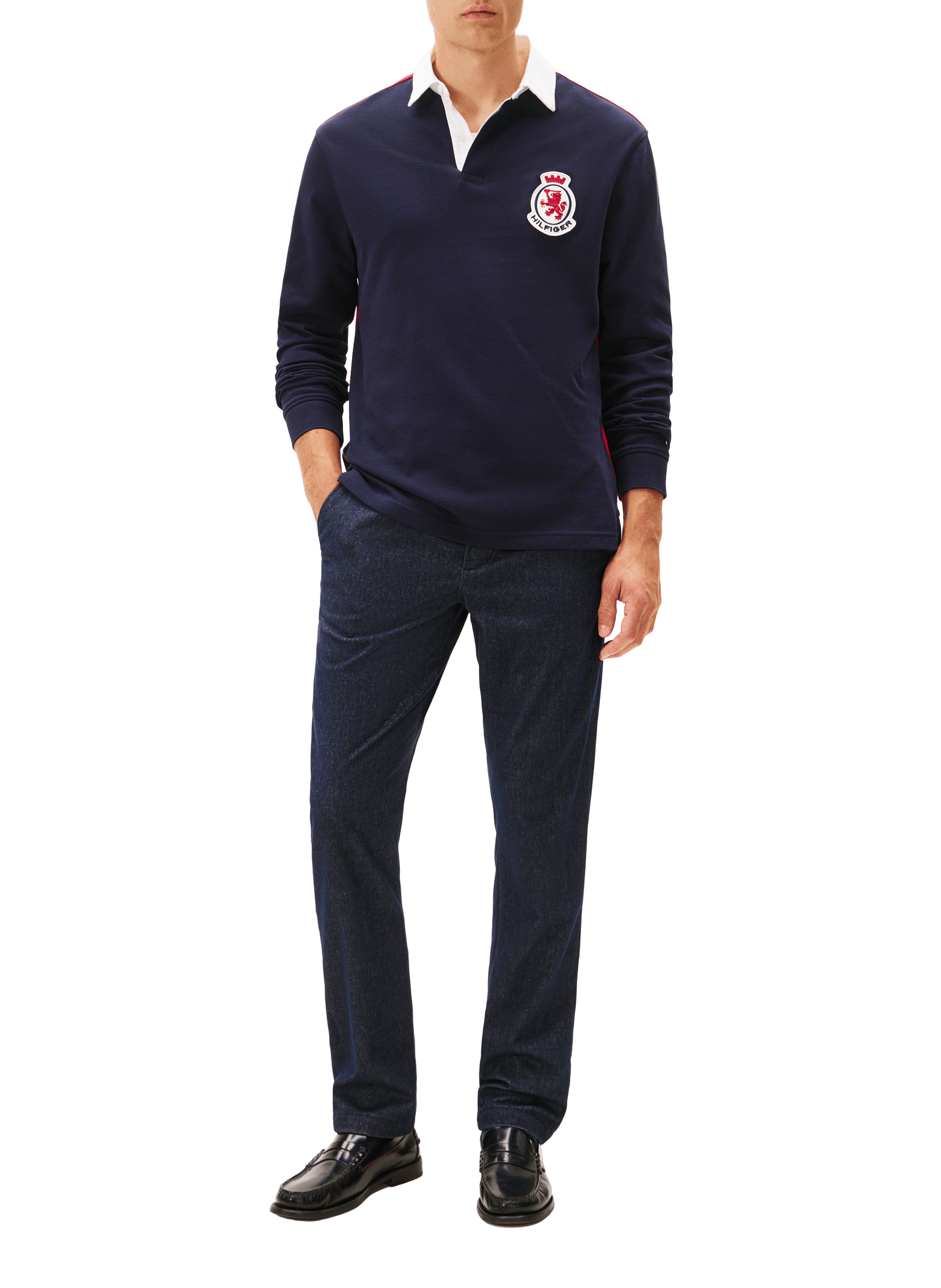 Cotton blend straight trousers TOMMY HILFIGER Blue