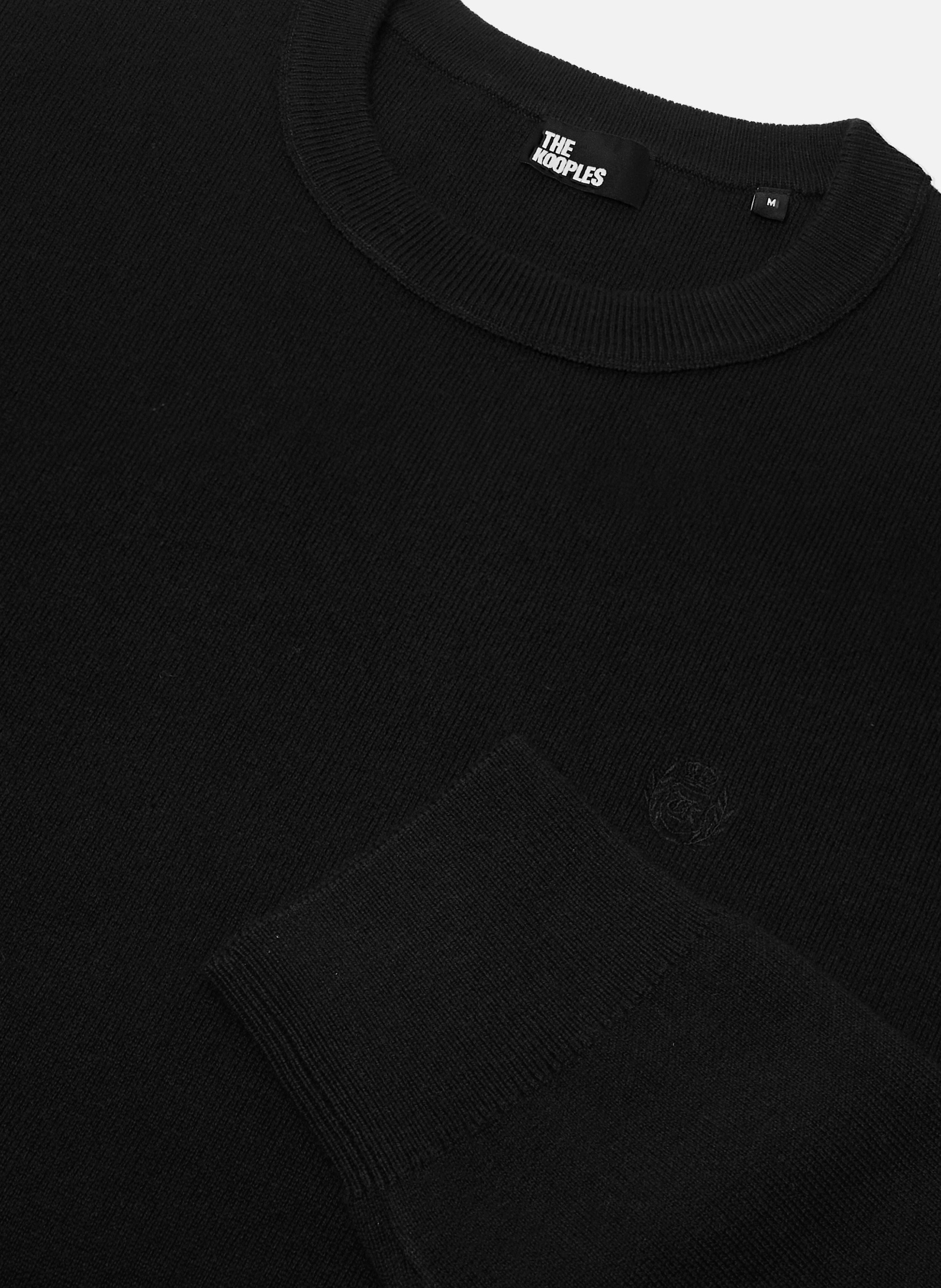 Pull col rond en laine mérinos THE KOOPLES Noir