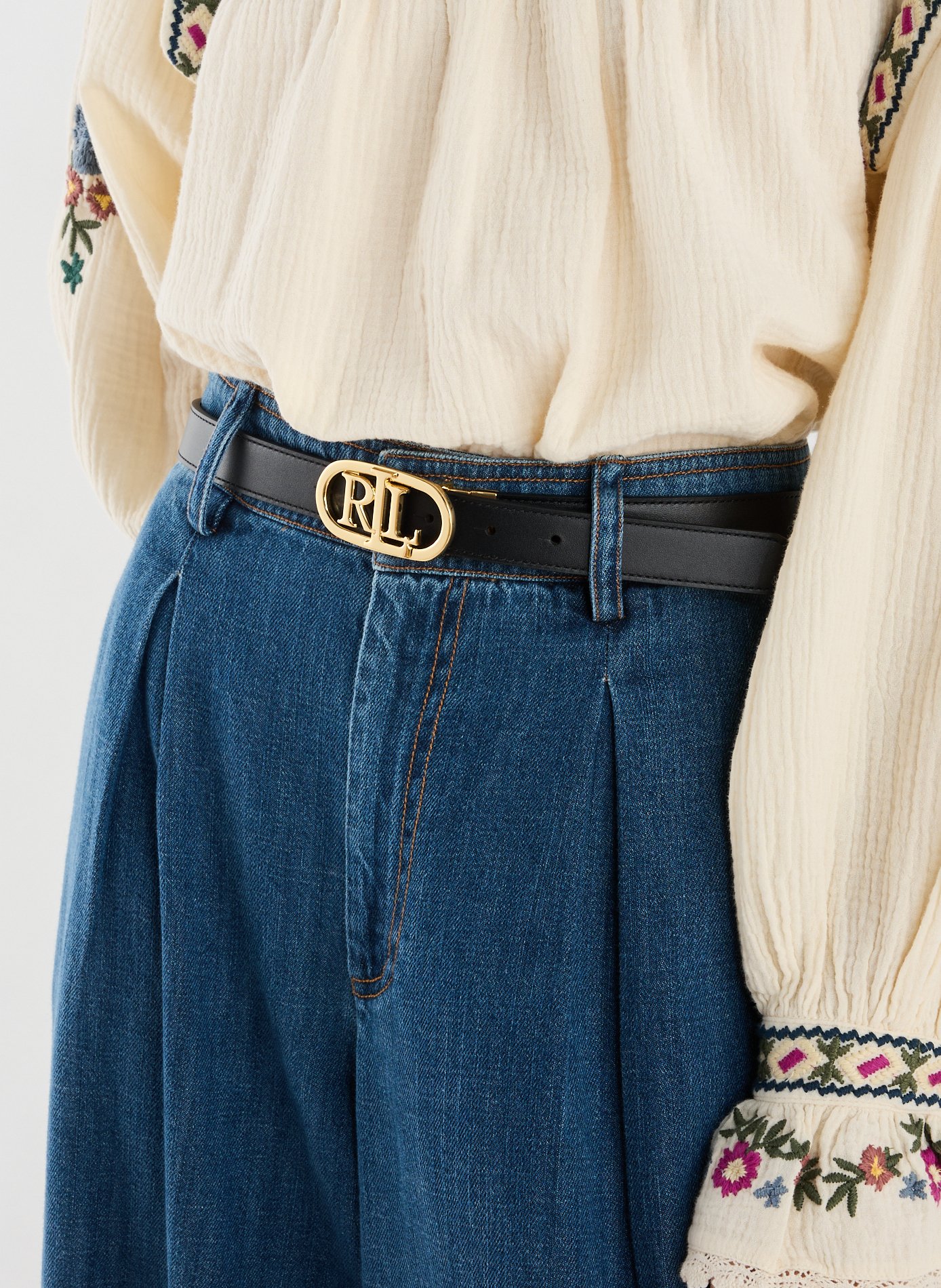 Ceinture ajustable en cuir LAUREN Noir