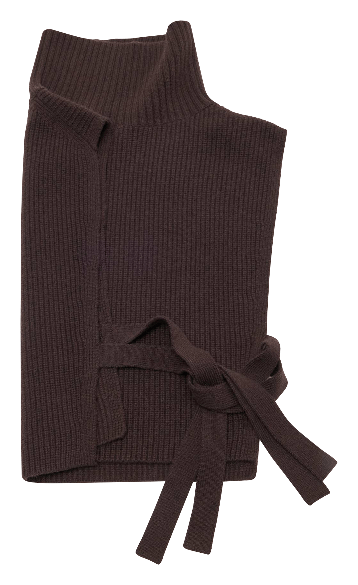 Pull droit col montant en laine et cachemire MAJE Marron