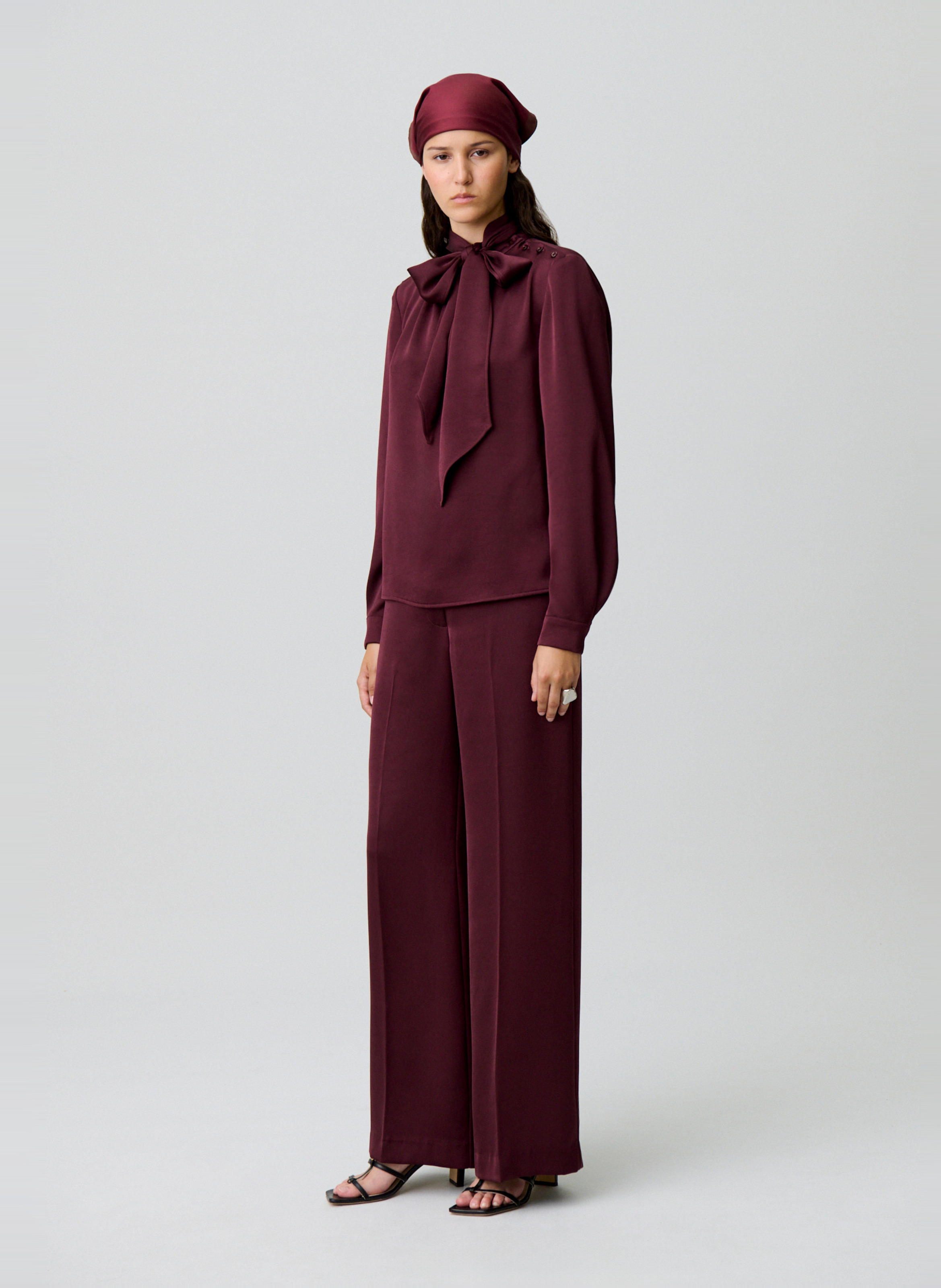 Blouse col lavallière en satin bemybaby CLAUDIE PIERLOT Rouge