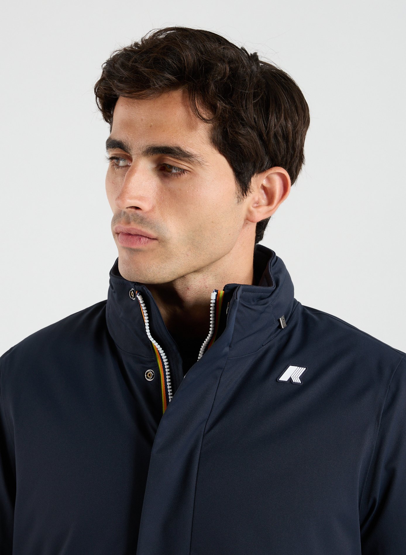 Solid color parka with high collar K-WAY Blue