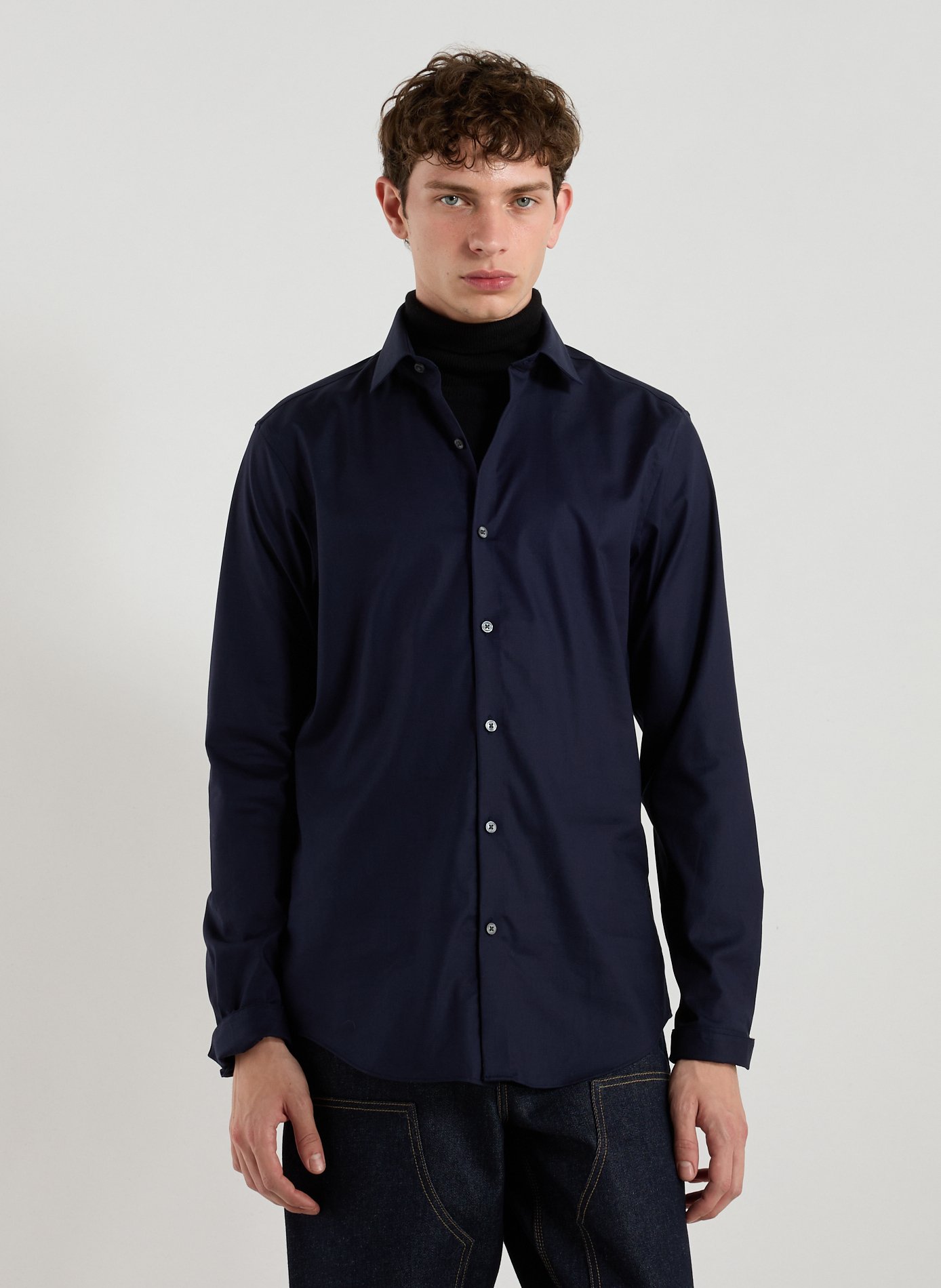 CALVIN KLEIN Chemise slim en coton mélangé Bleu