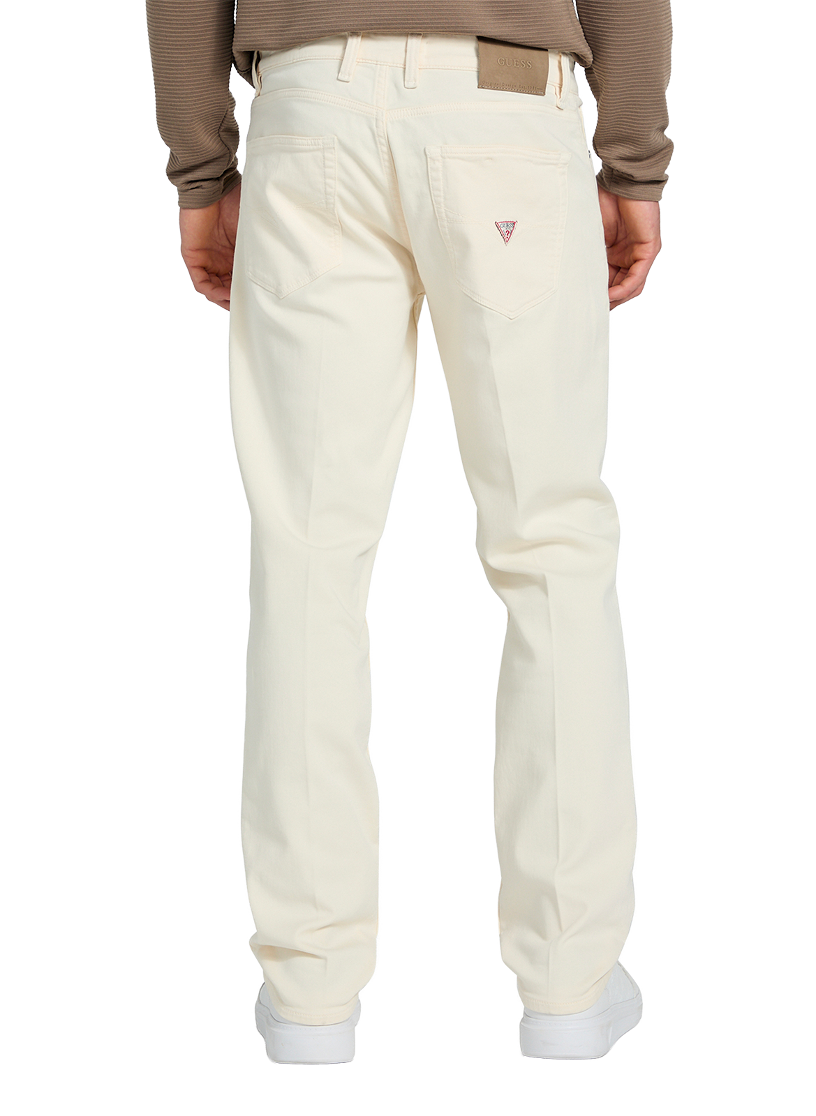 Pantalon coupe droite en coton mélangé GUESS Beige