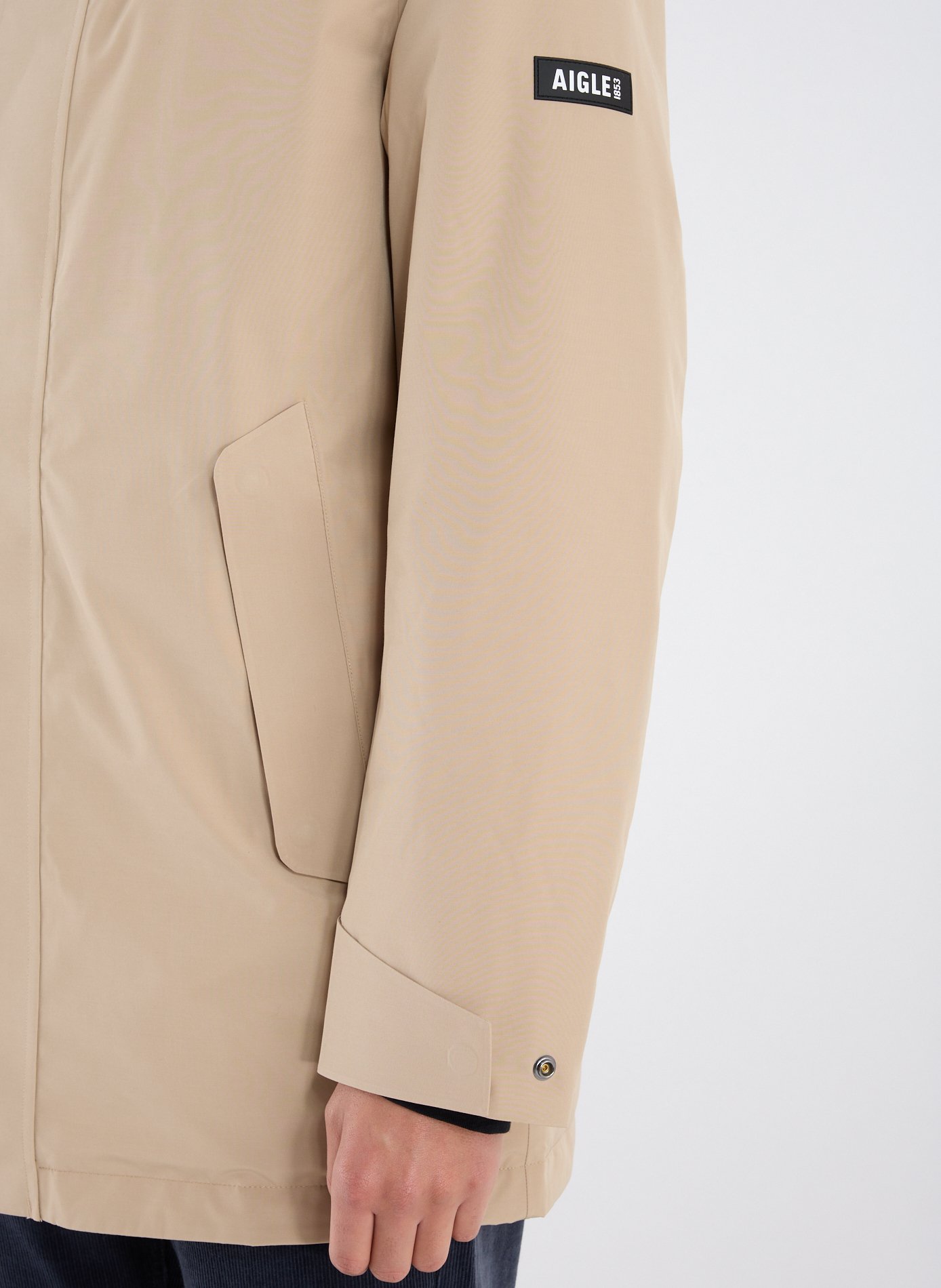 Mid-length straight parka with hood MTD AIGLE Brown