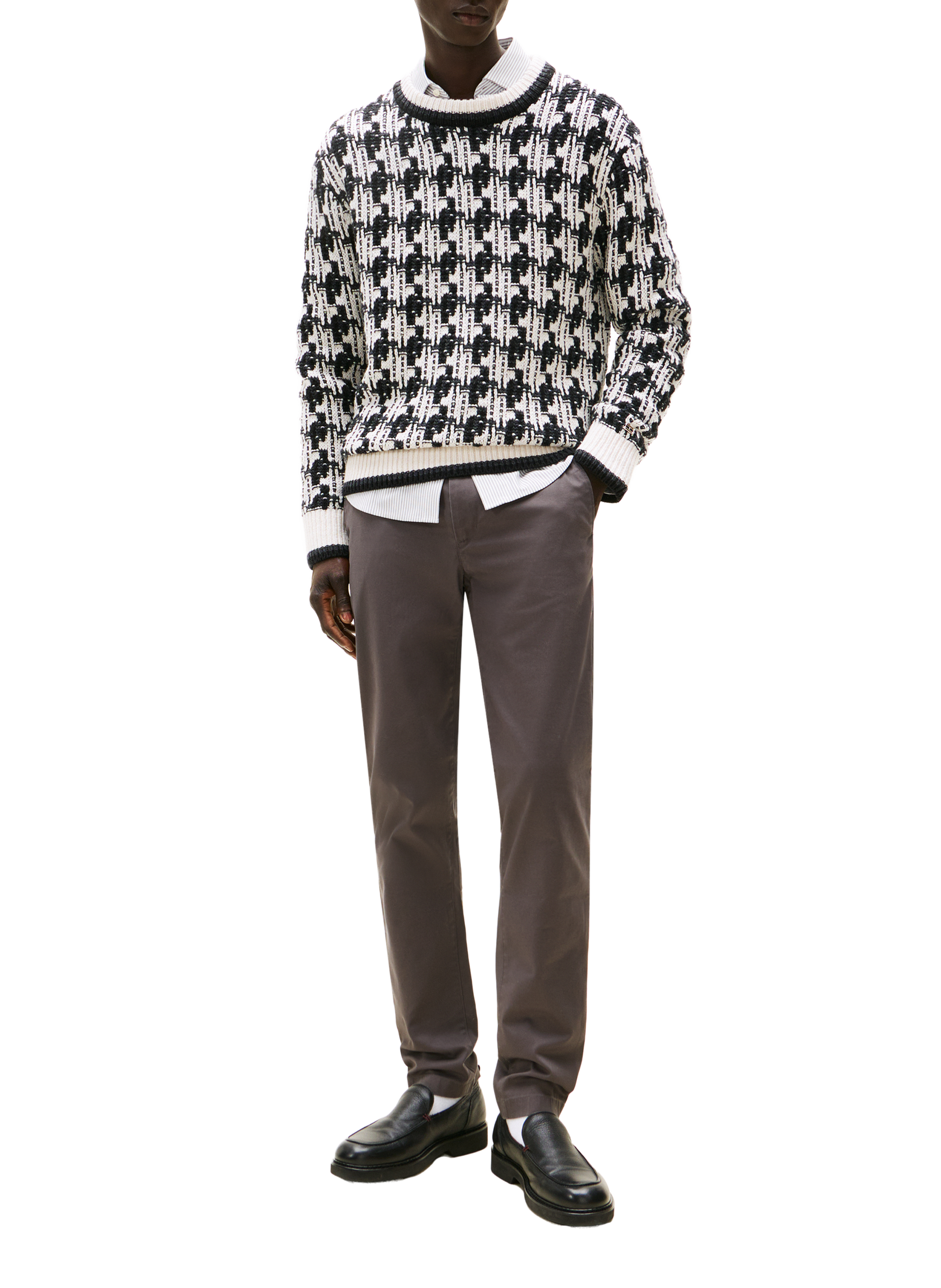 Pantalon chino droit en coton mélangé TOMMY HILFIGER Gris