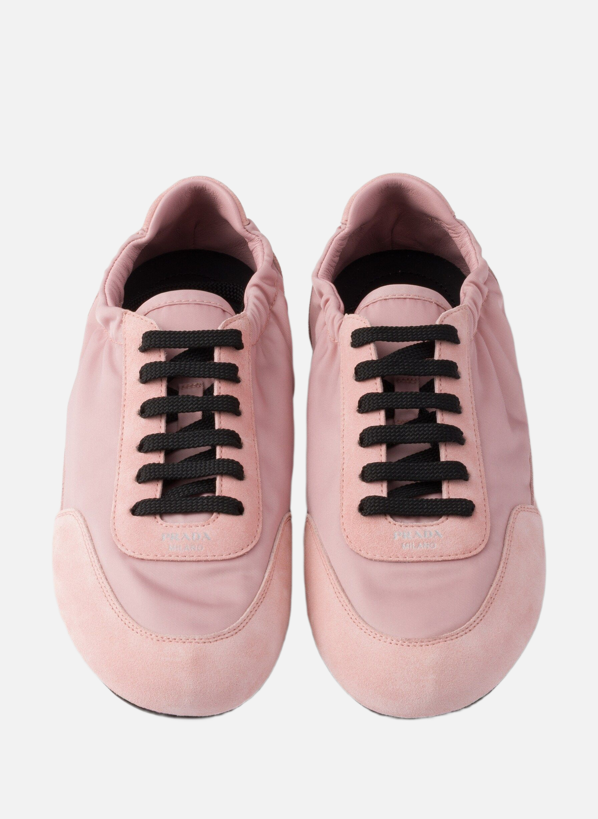 Sneakers collapse en re-nylon et veau velours PRADA Rose