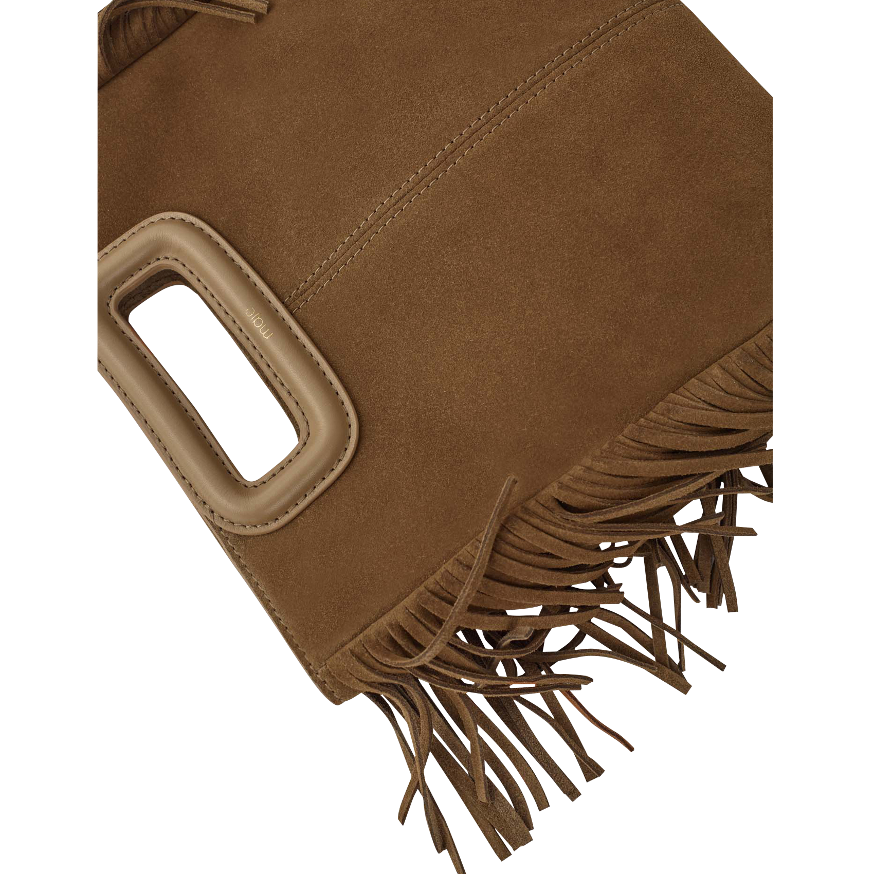 Sac bandoulière à studs en cuir m MAJE Marron