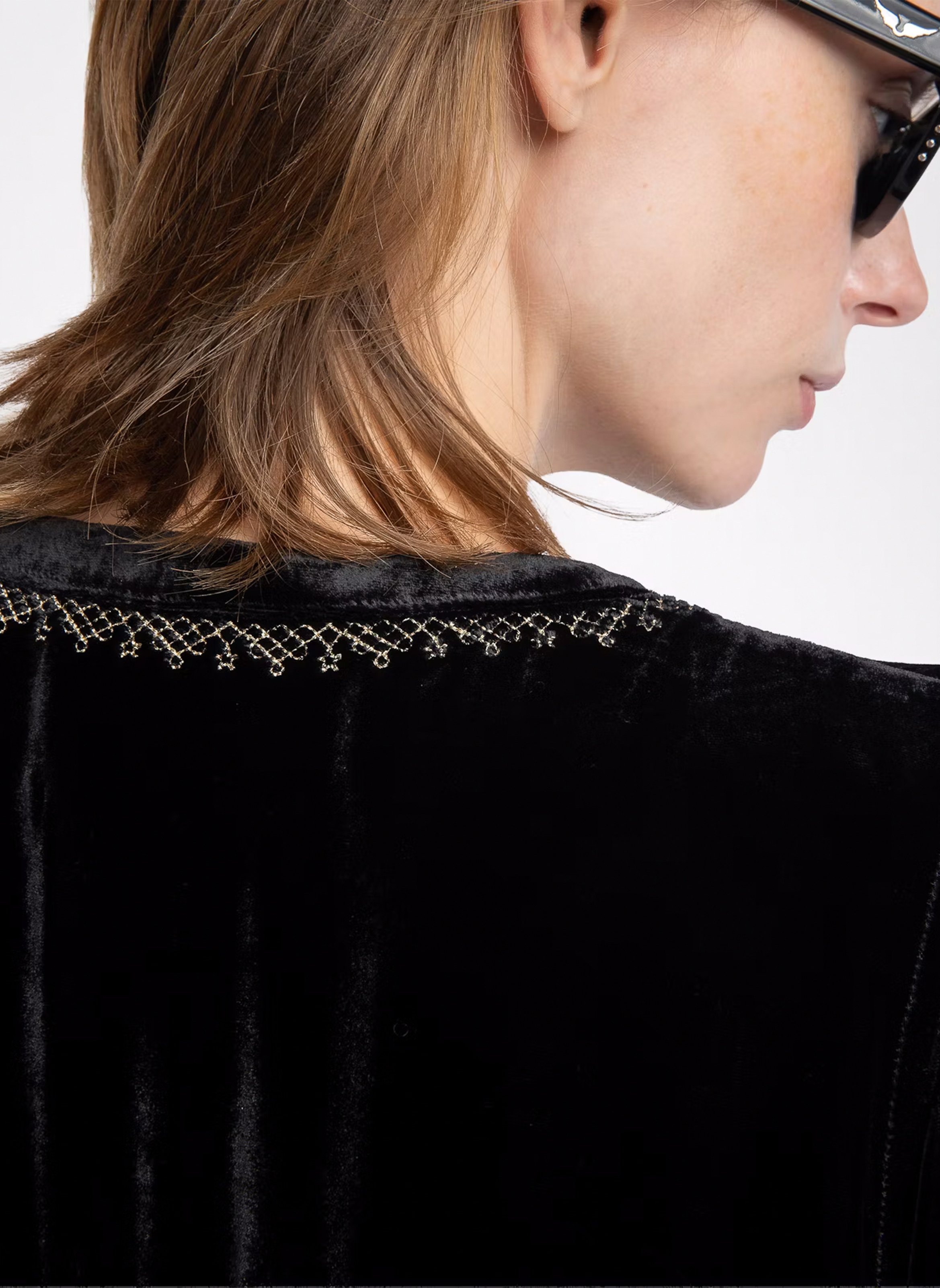 Blouse en velours brodéee col rond tigy ZADIG&VOLTAIRE Noir