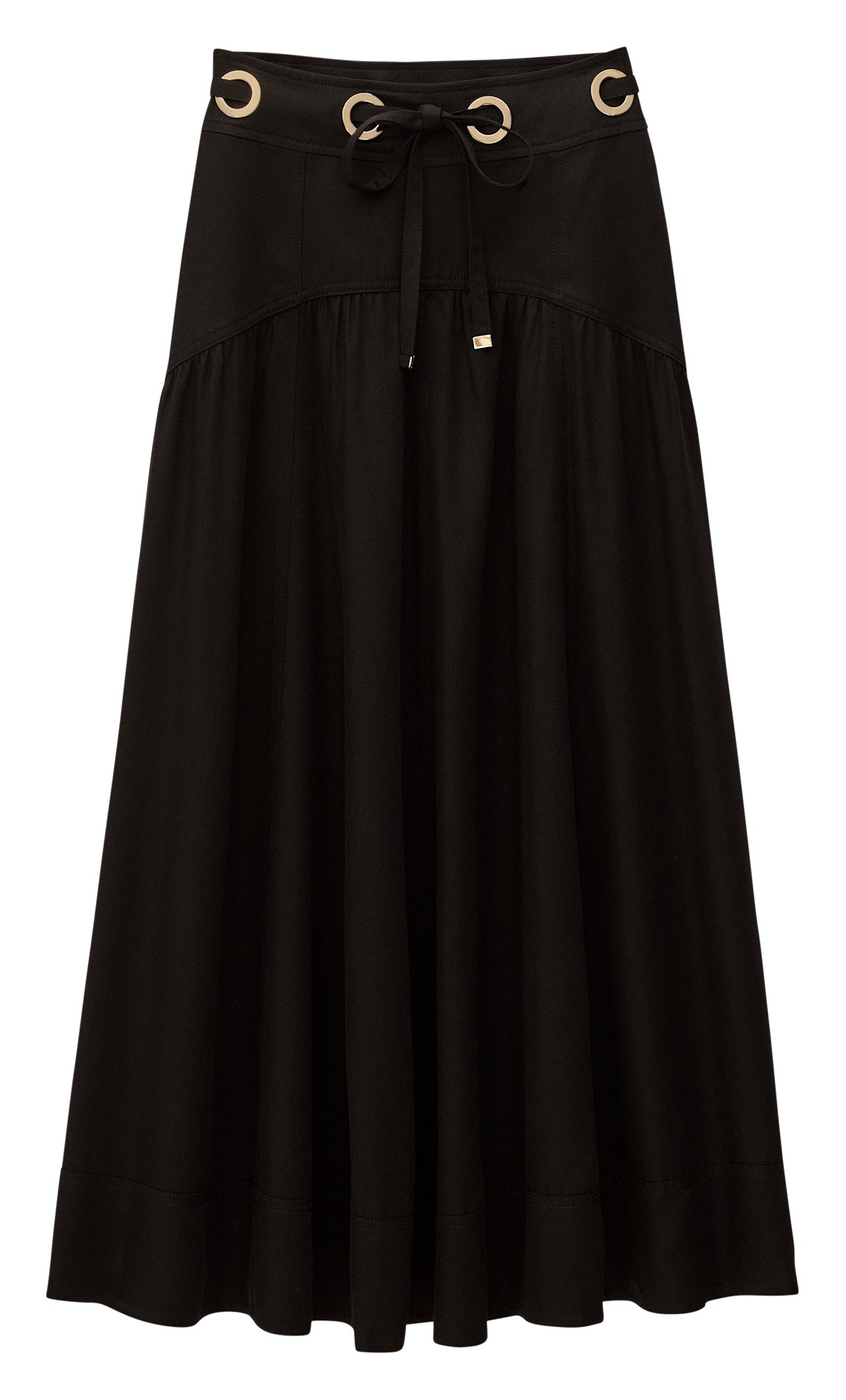 Jupe longue évasée unie à œillets ponia BA&SH Noir