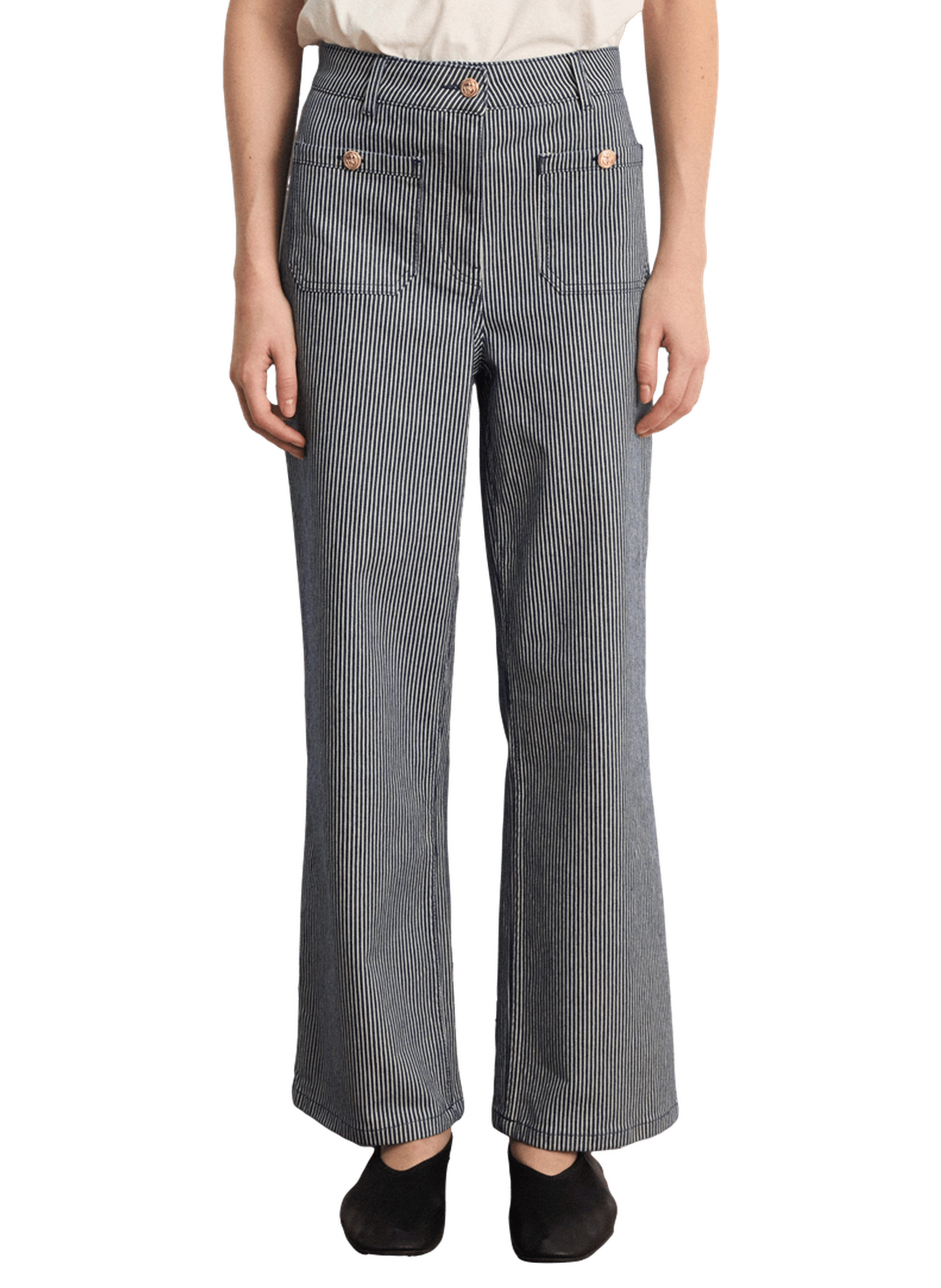 Jean droit en denim à rayures - berta PABLO Bleu