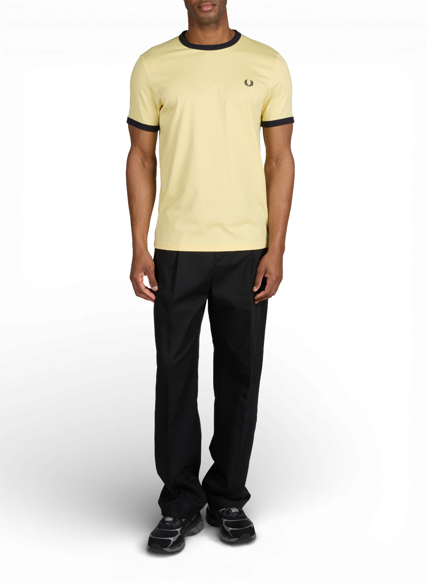 T-shirt à bordures contrastantes en coton FRED PERRY Jaune