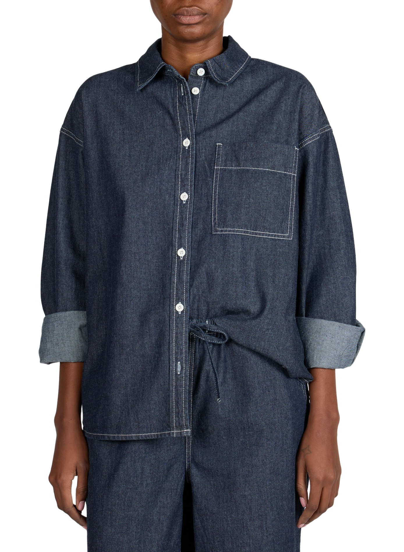 Denim shirt with stitching OBJECT Blue