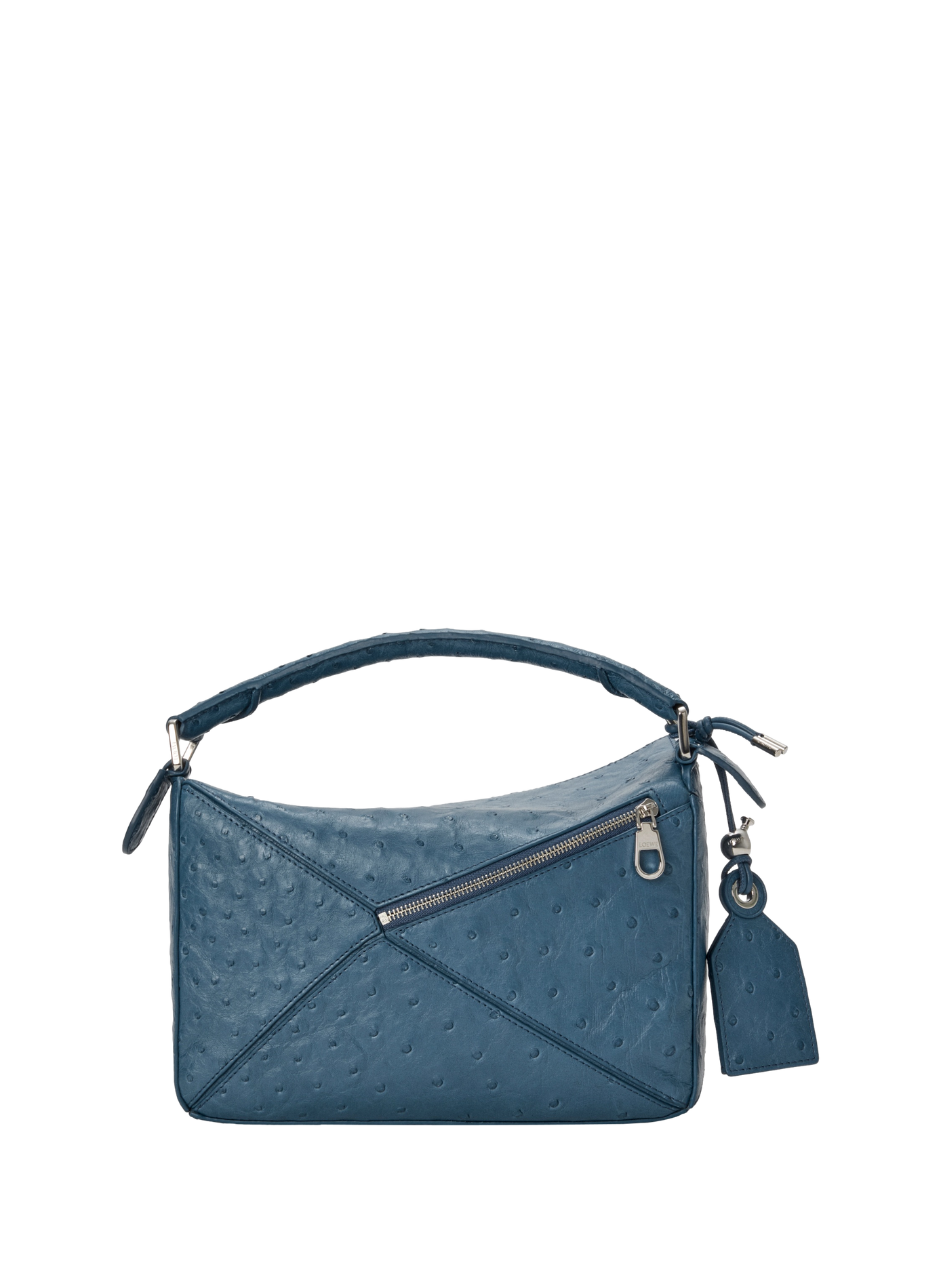 Small Featherlight Puzzle bag in ostrich leather LOEWE Blue