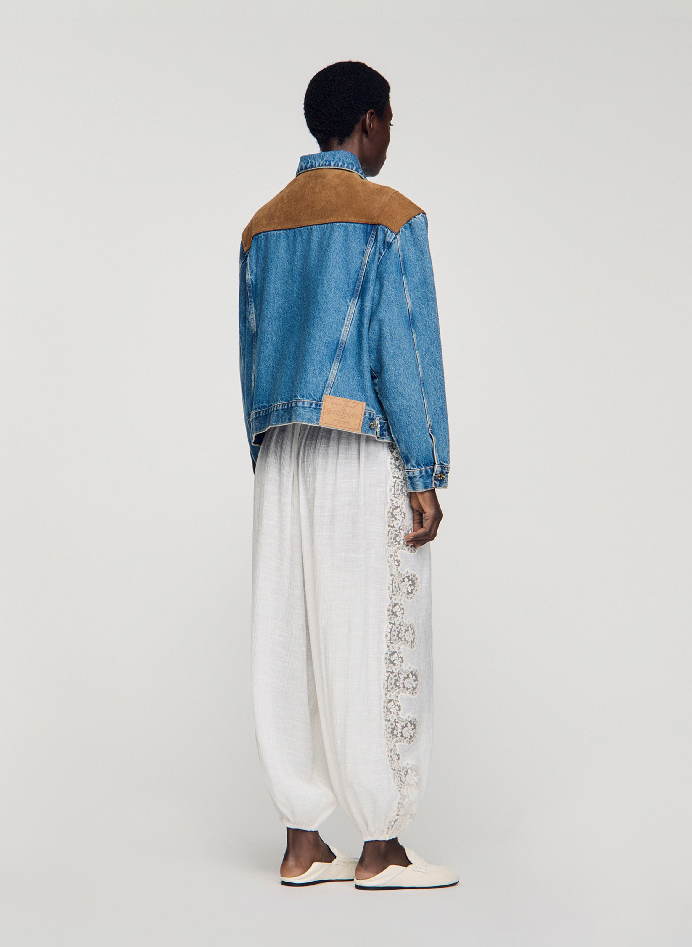 Veste oversize col classique en coton SANDRO Bleu