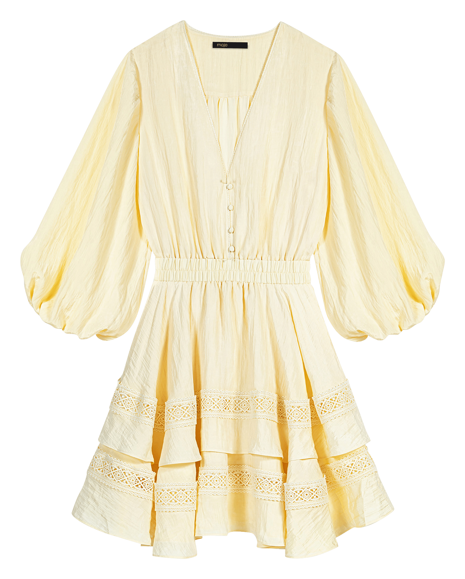 Robe courte évasée col v MAJE Jaune