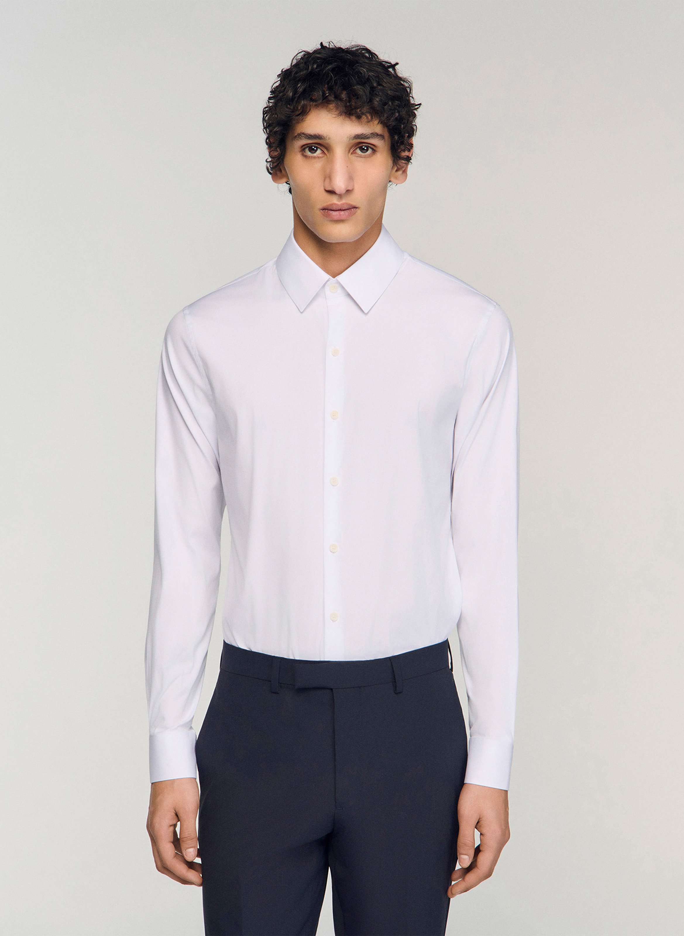 Chemise droite en coton mélangé SANDRO Blanc
