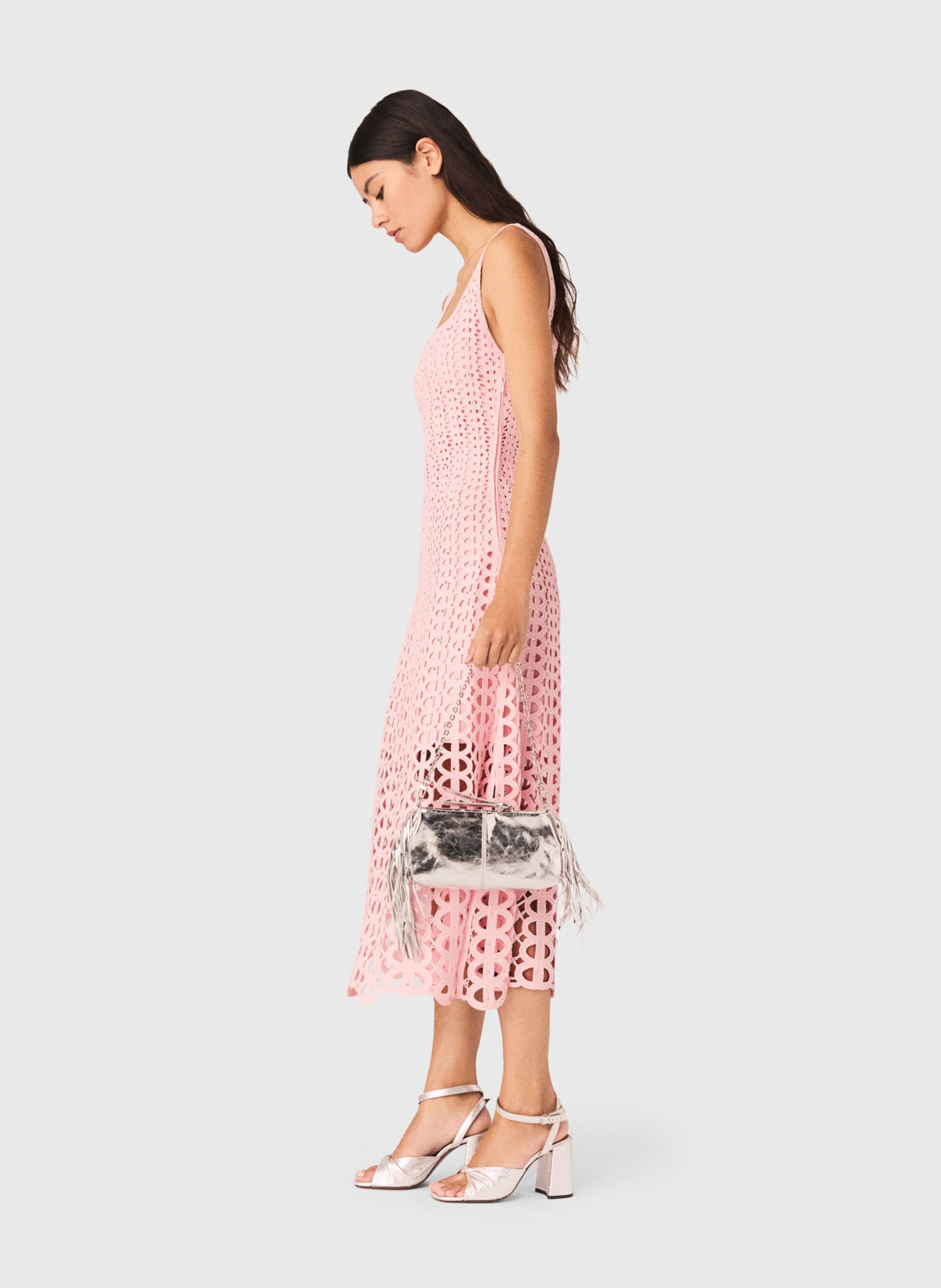 Robe évasée en crochet MAJE Rose