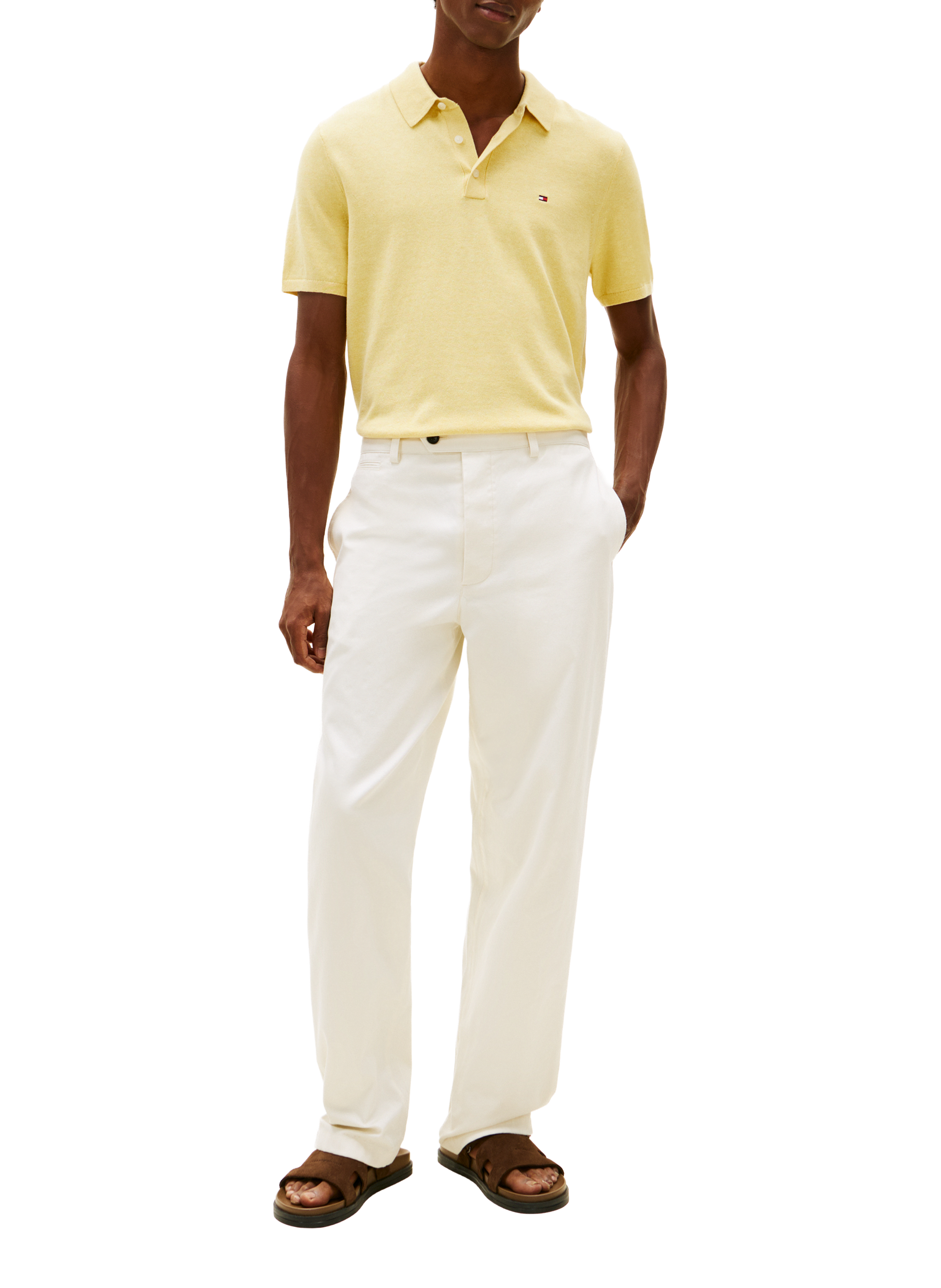 Polo rayé en coton TOMMY HILFIGER Jaune