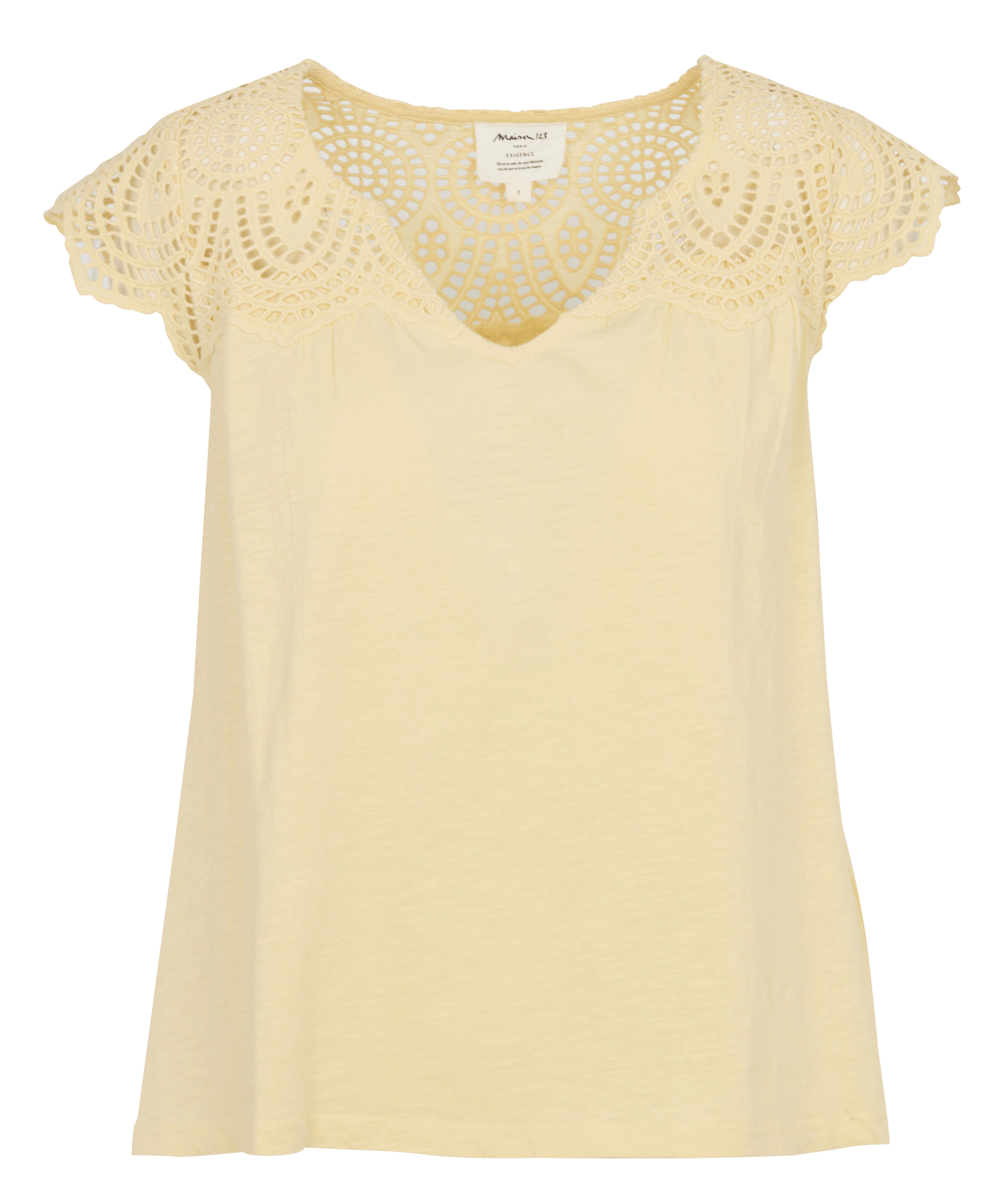 Top col v en coton lilou MAISON 123 Jaune