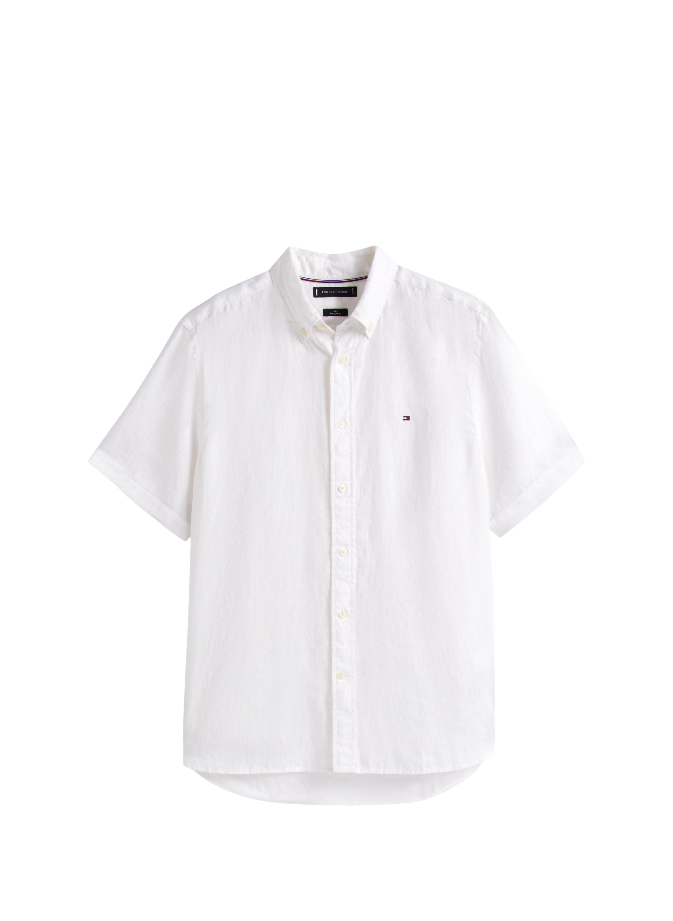 Chemise droite à logo en lin TOMMY HILFIGER Blanc