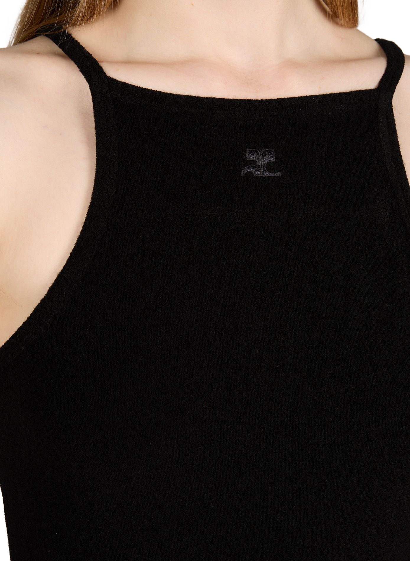 Robe courte encolure américaine COURRÈGES Noir