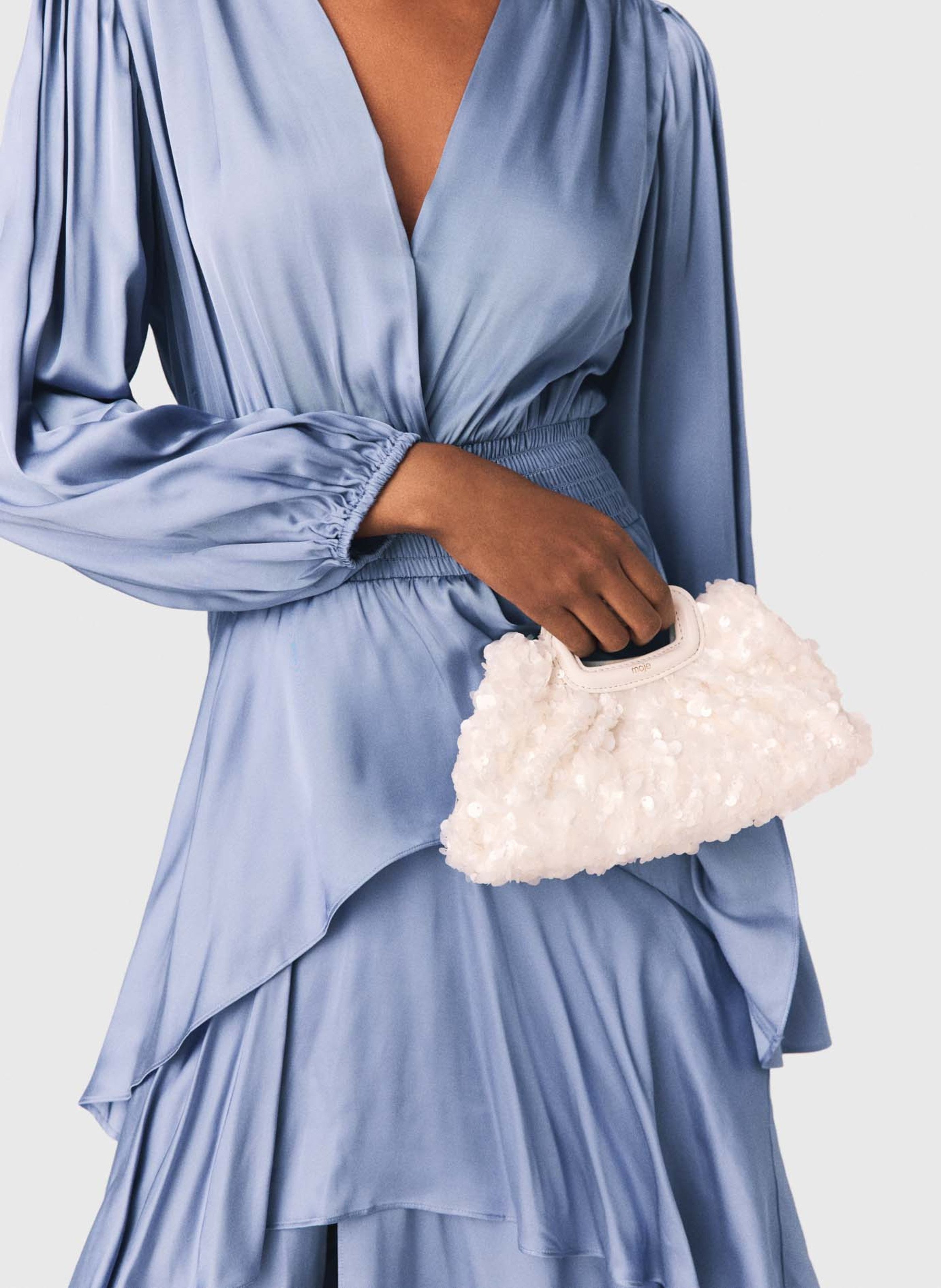 Sac bandoulière à sequins MAJE Blanc