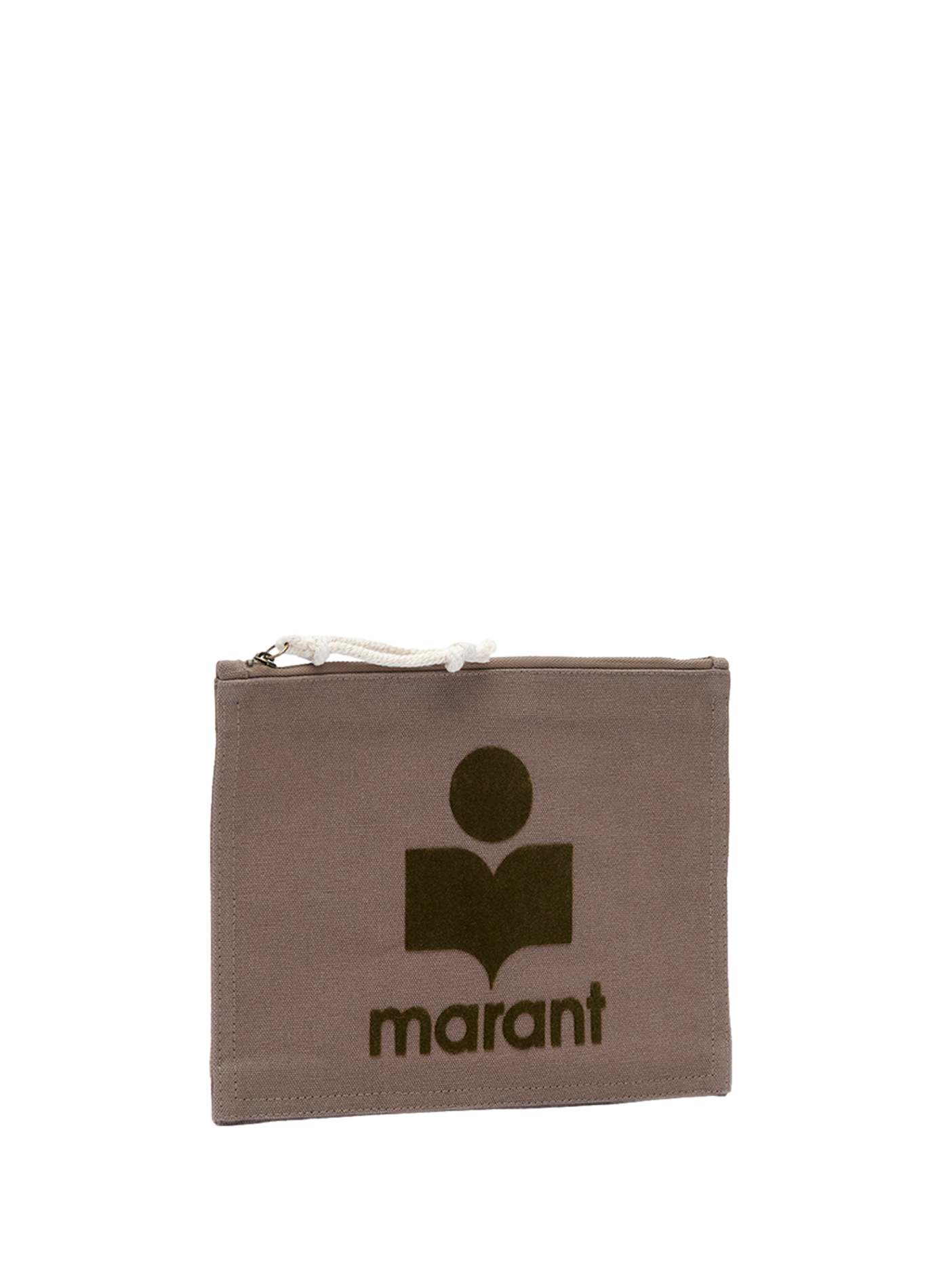 Netia washed cotton logo clutch ISABEL MARANT Khaki