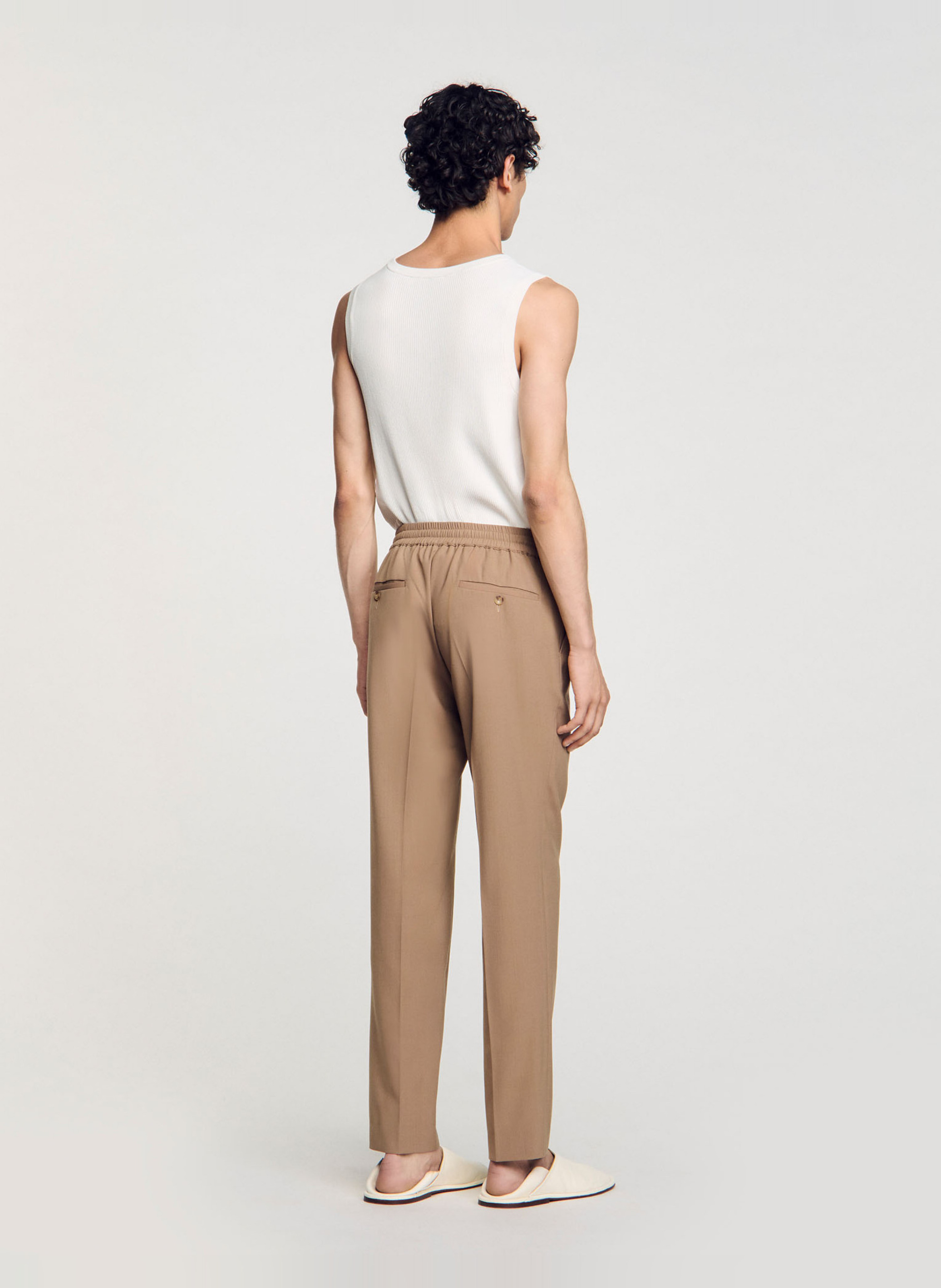 Pantalon droit élastiqué SANDRO Marron