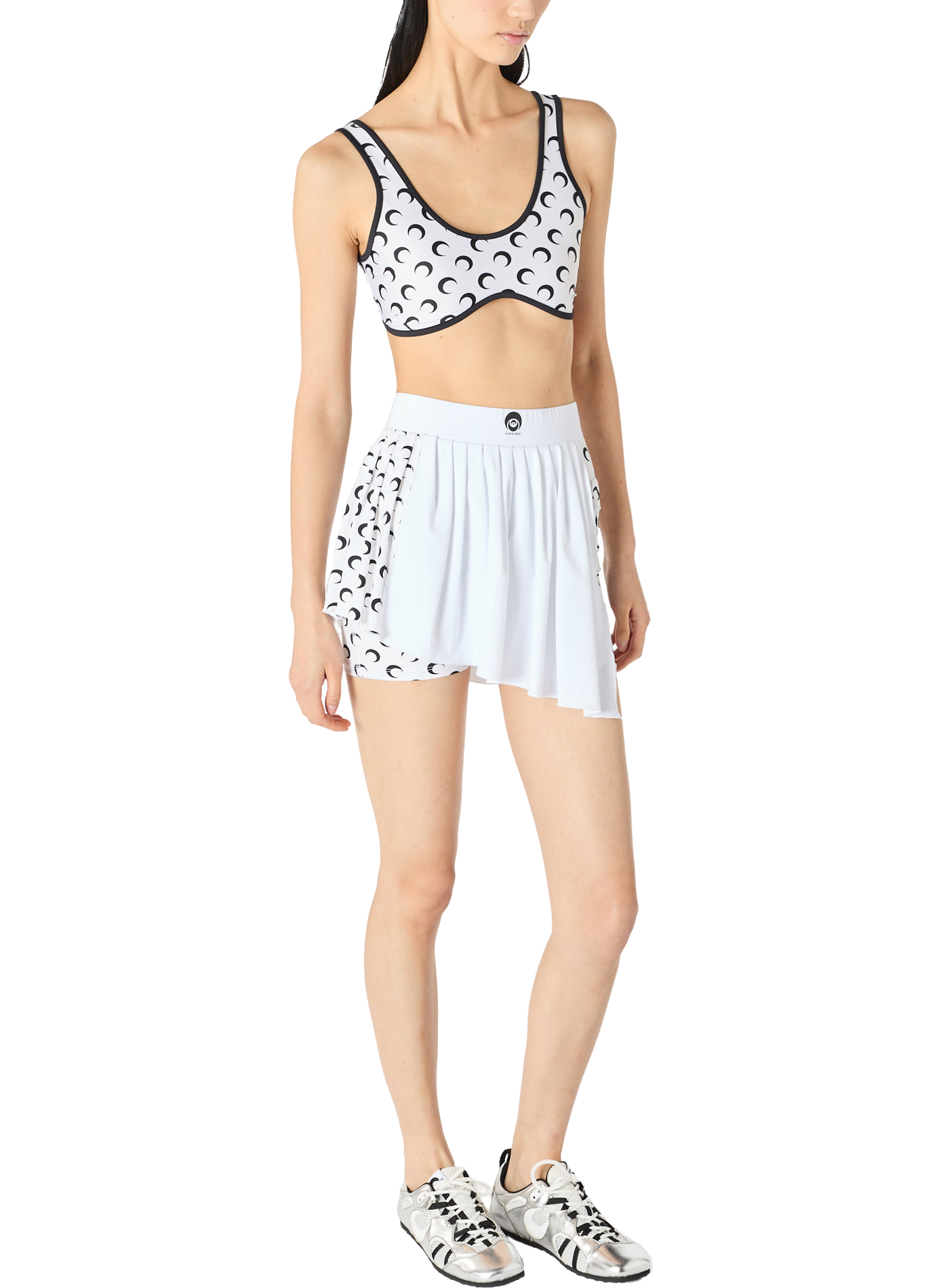 Athleisure mini skort with moon inserts MARINE SERRE White