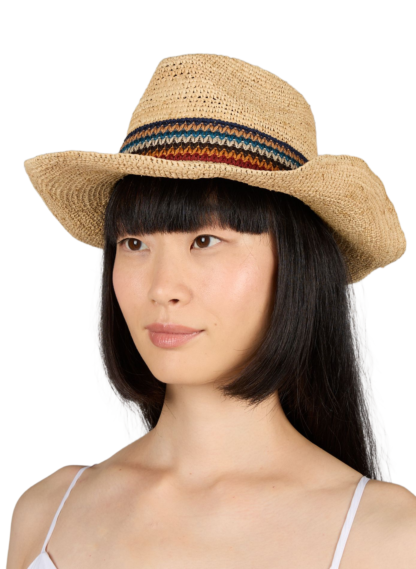 Strohoed met strepen AU PRINTEMPS PARIS Beige