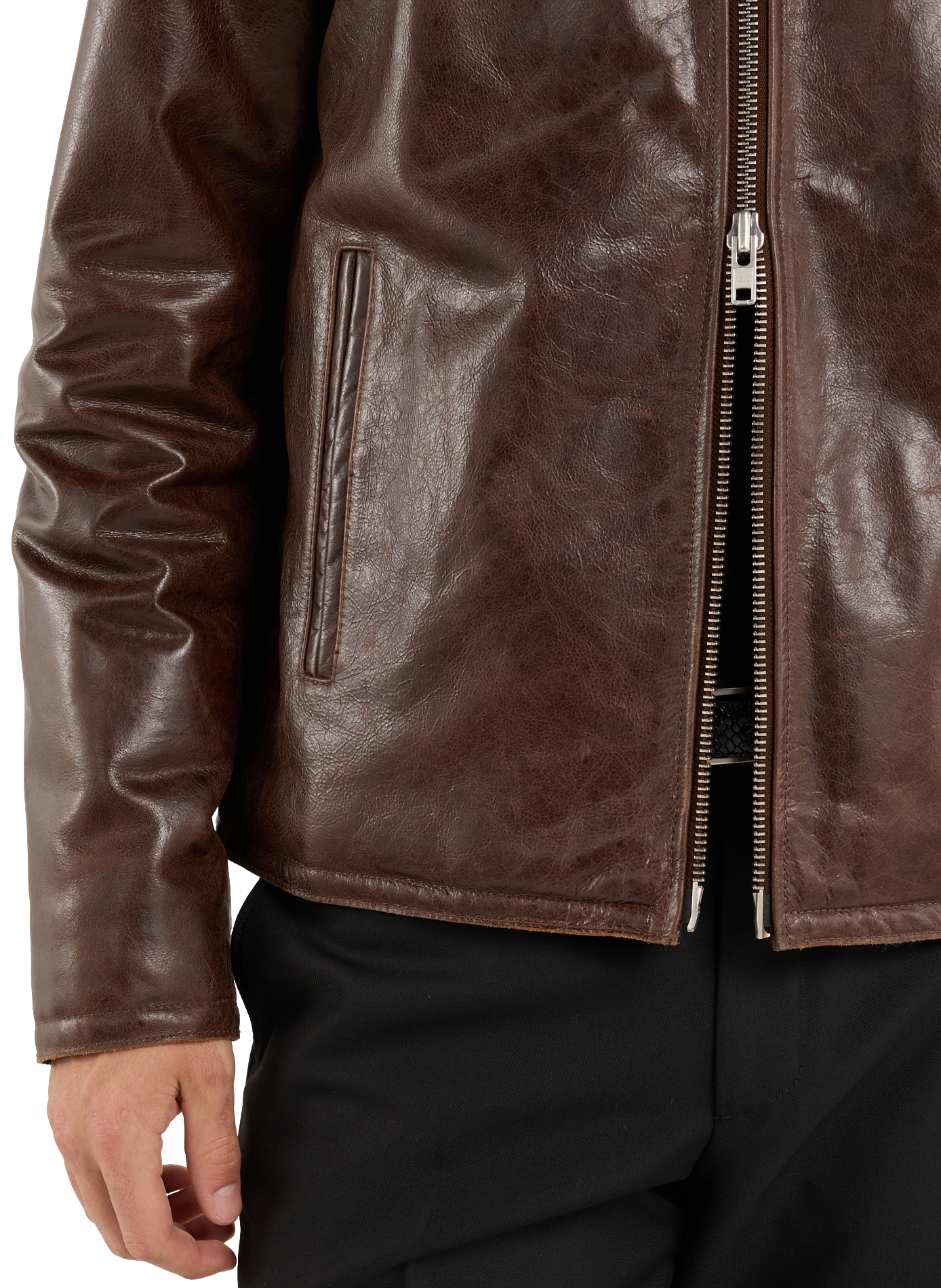 Izzy leather jacket with fur collar SAISON 1865 Brown