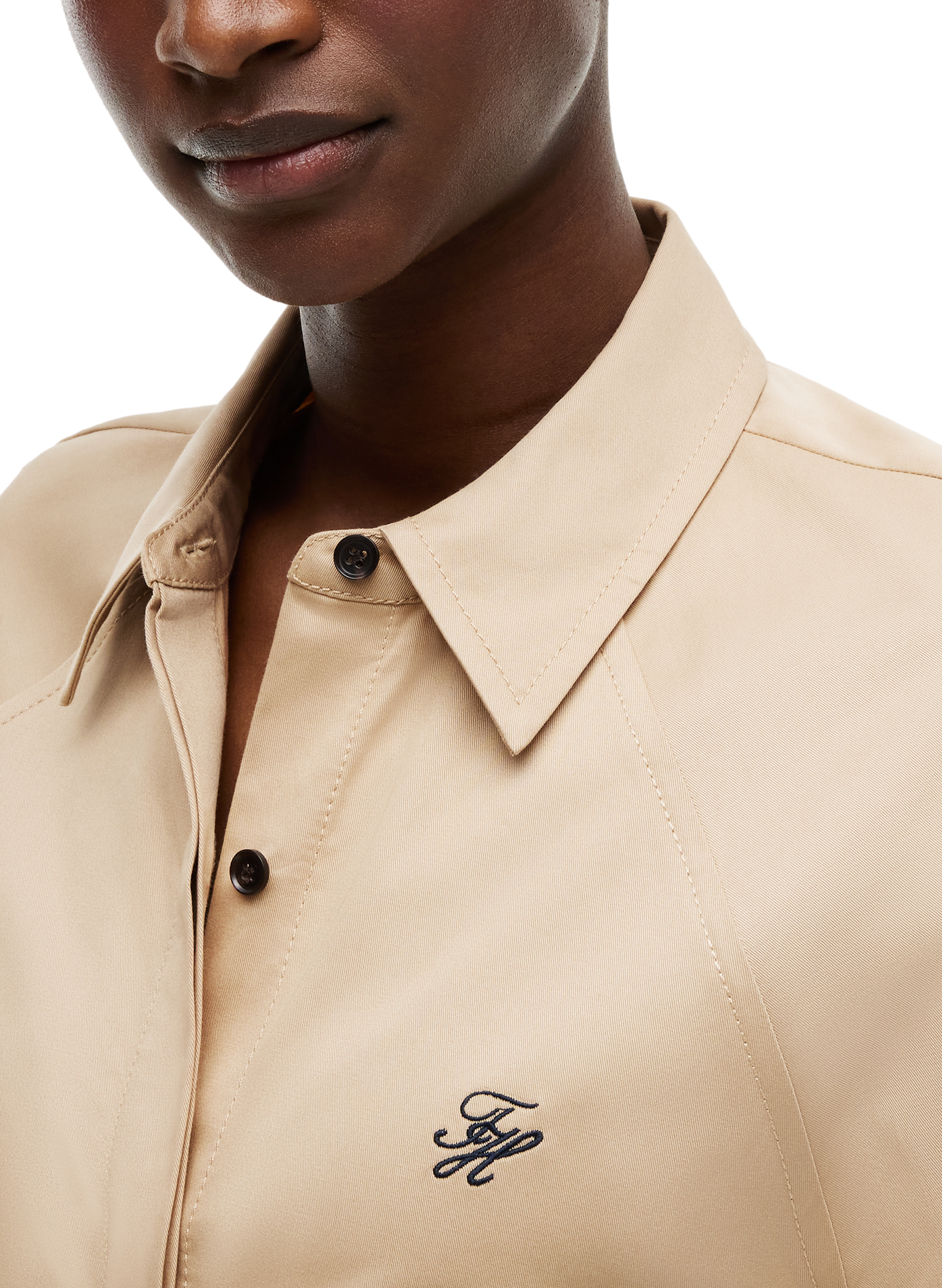 Belted cotton blend shirt dress TOMMY HILFIGER Beige