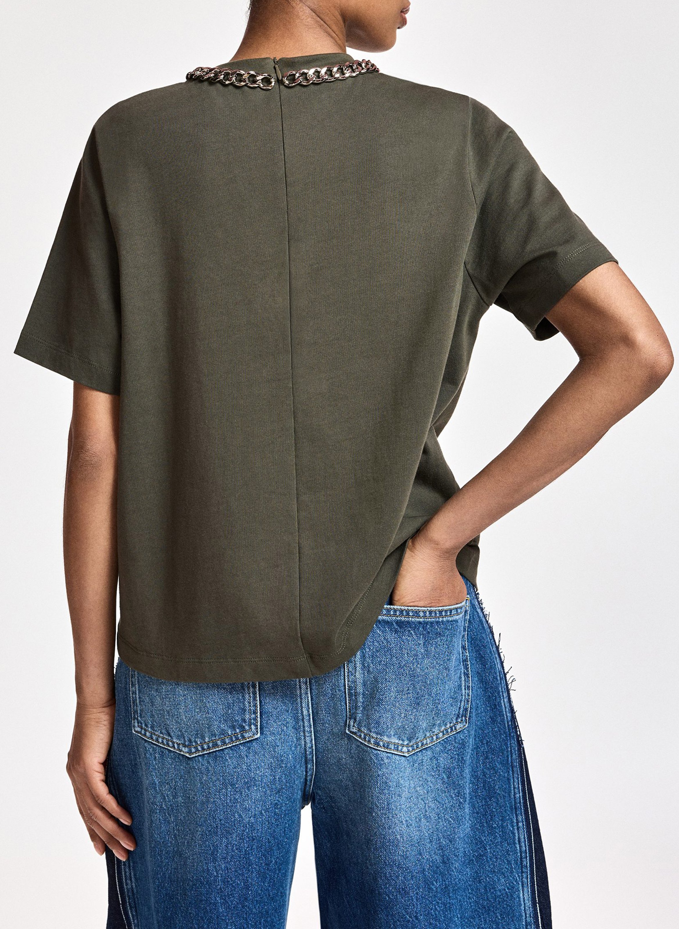 T-shirt ample avec collier en chaîne en coton bio klaim ESSENTIEL ANTWERP Vert