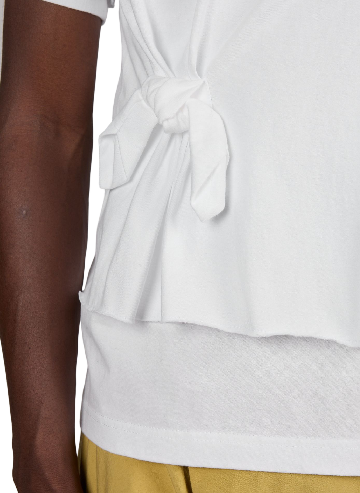 Einfarbiges Baumwoll-T-Shirt mit Schleifen WANSIE Weiss
