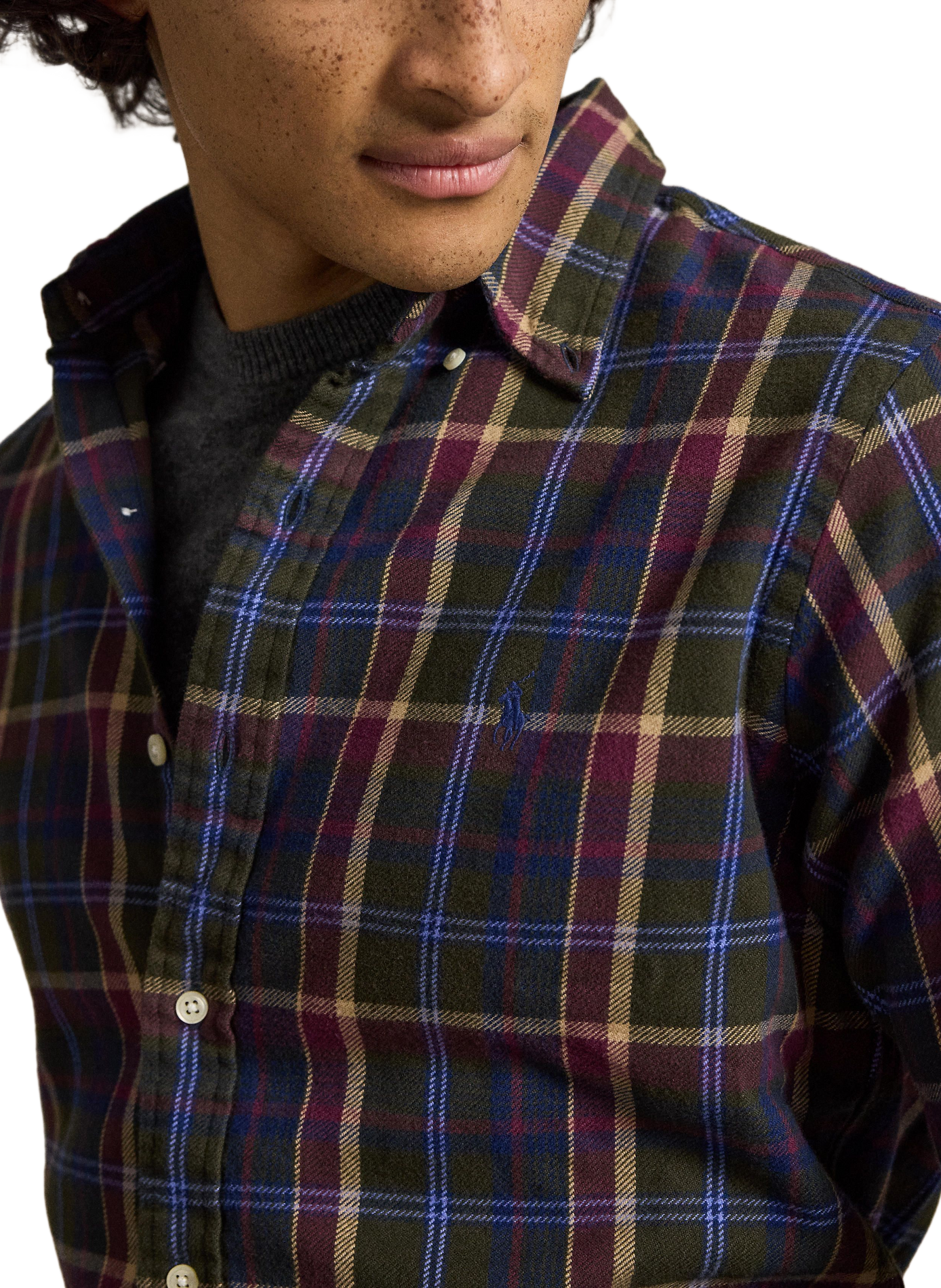 Chemise droite col classique à carreaux en coton POLO RALPH LAUREN Vert