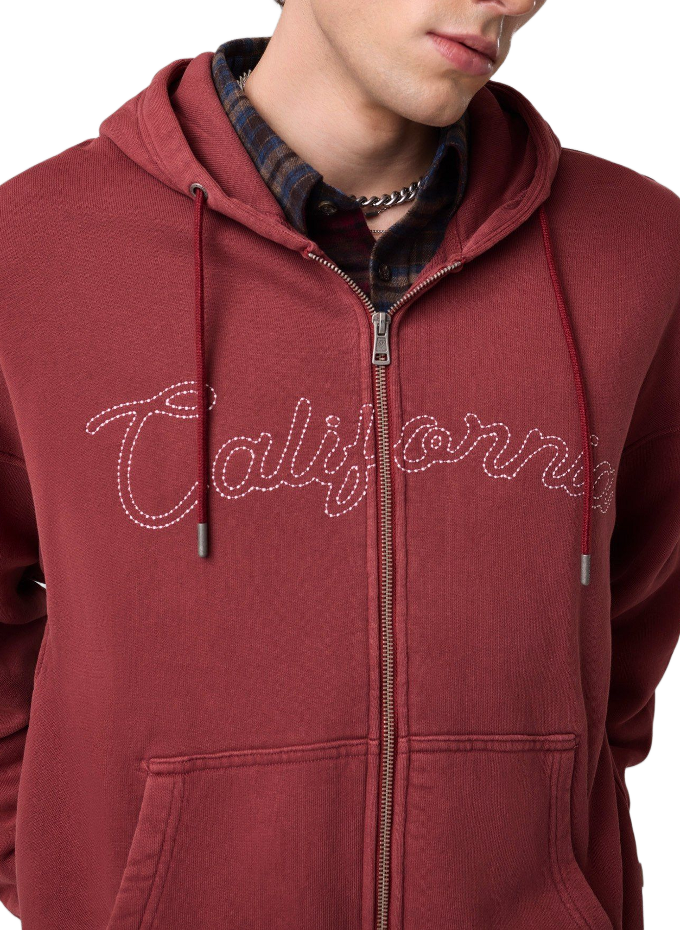 Gerader Reißverschluss-Sweatshirt aus Baumwolle GUESS Rot