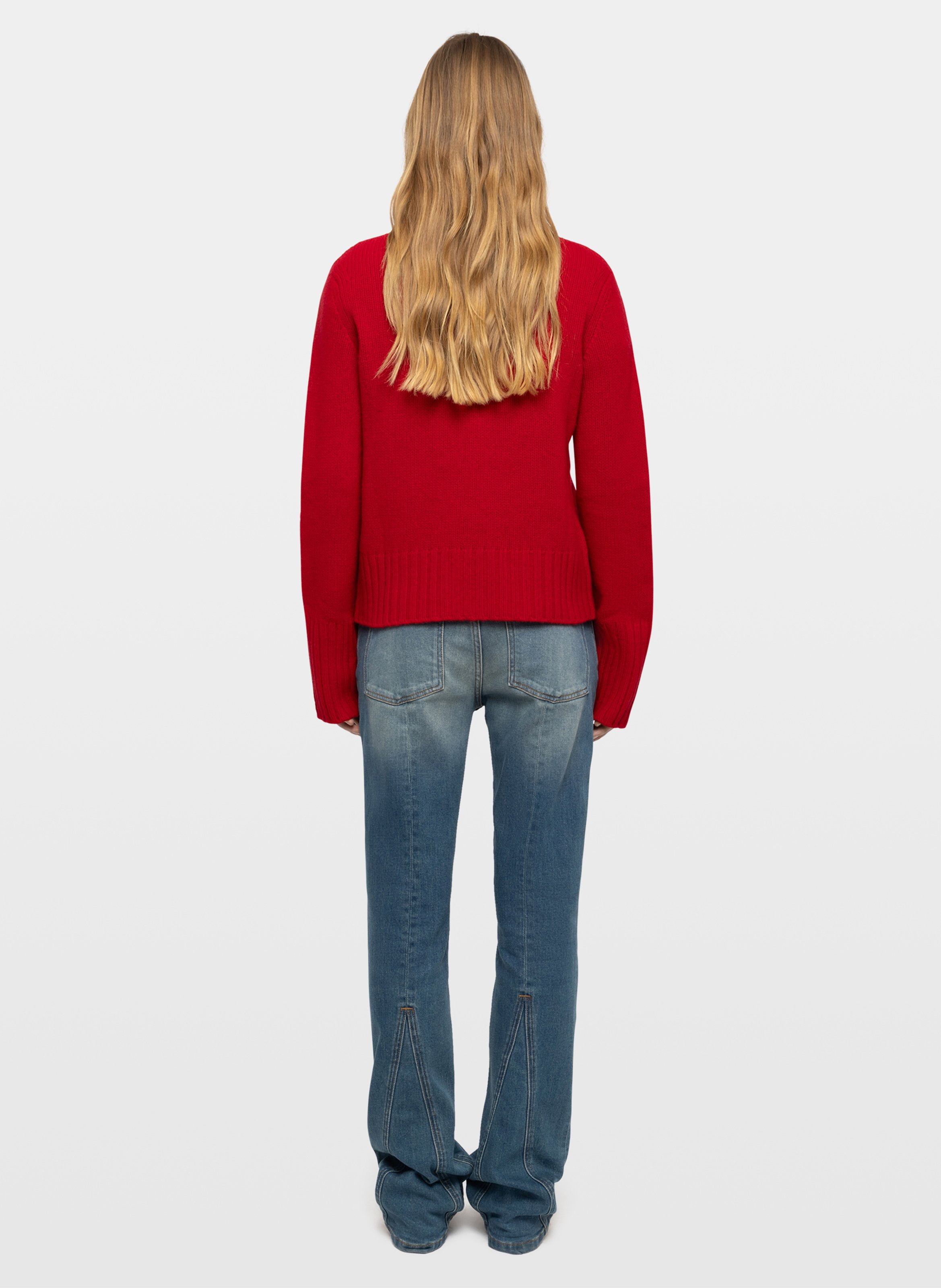 Pull col rond droit imprimé en laine malty ZADIG&VOLTAIRE Rouge