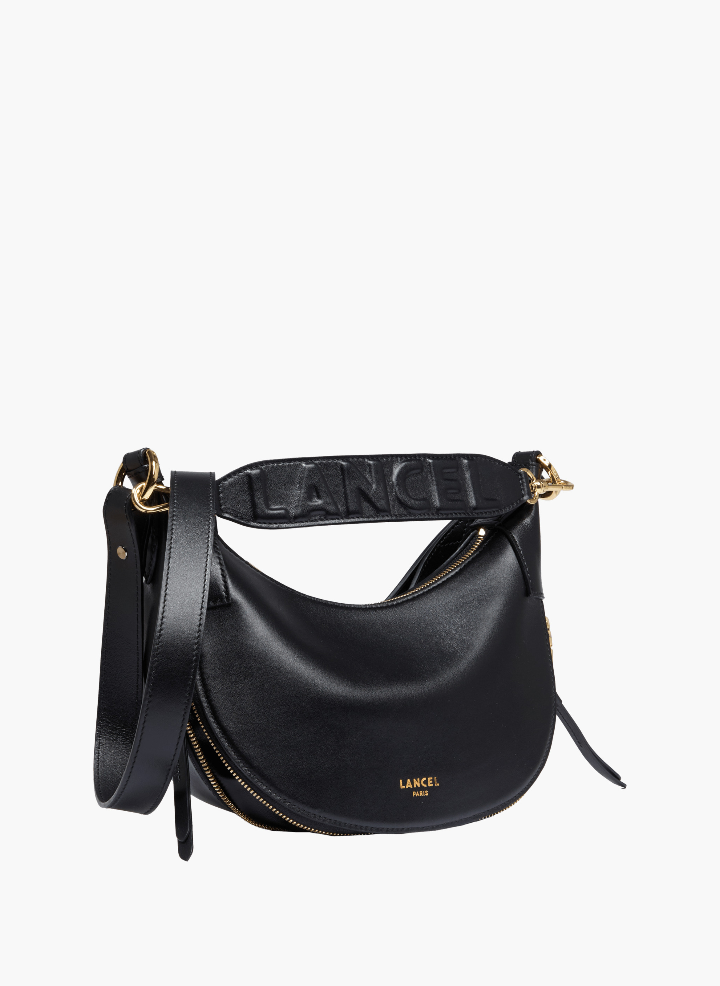 Sac hobo zippé s origami de lancel en cuir LANCEL Noir