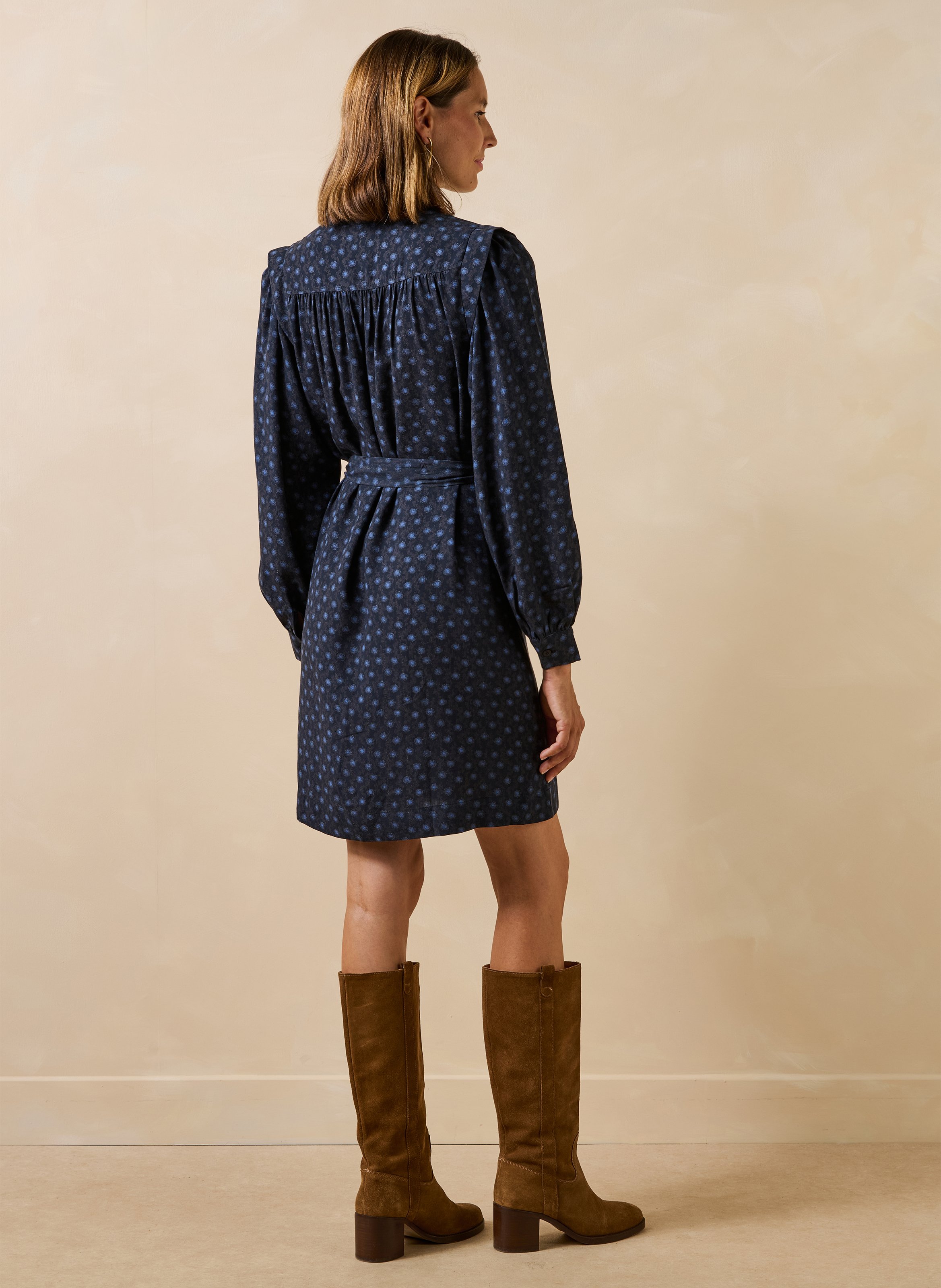 Korte rechte jurk met print LA FEE MARABOUTEE Blauw