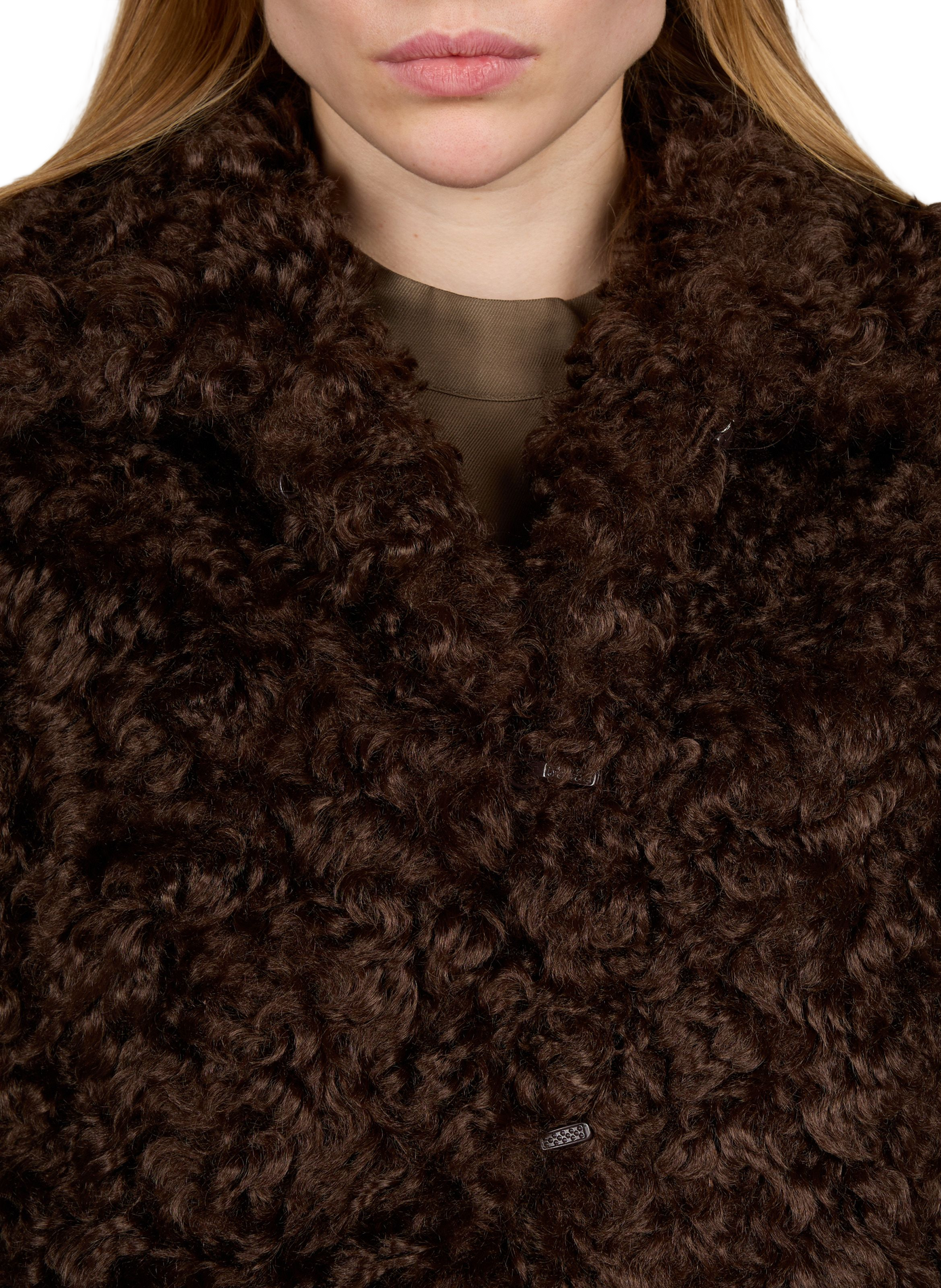 Straight faux fur jacket CLOSED Brown