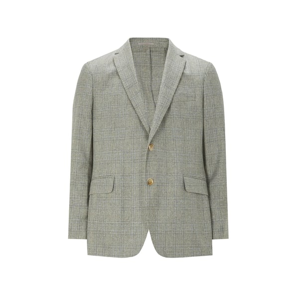 Veste blazer à carreaux en soie et laine