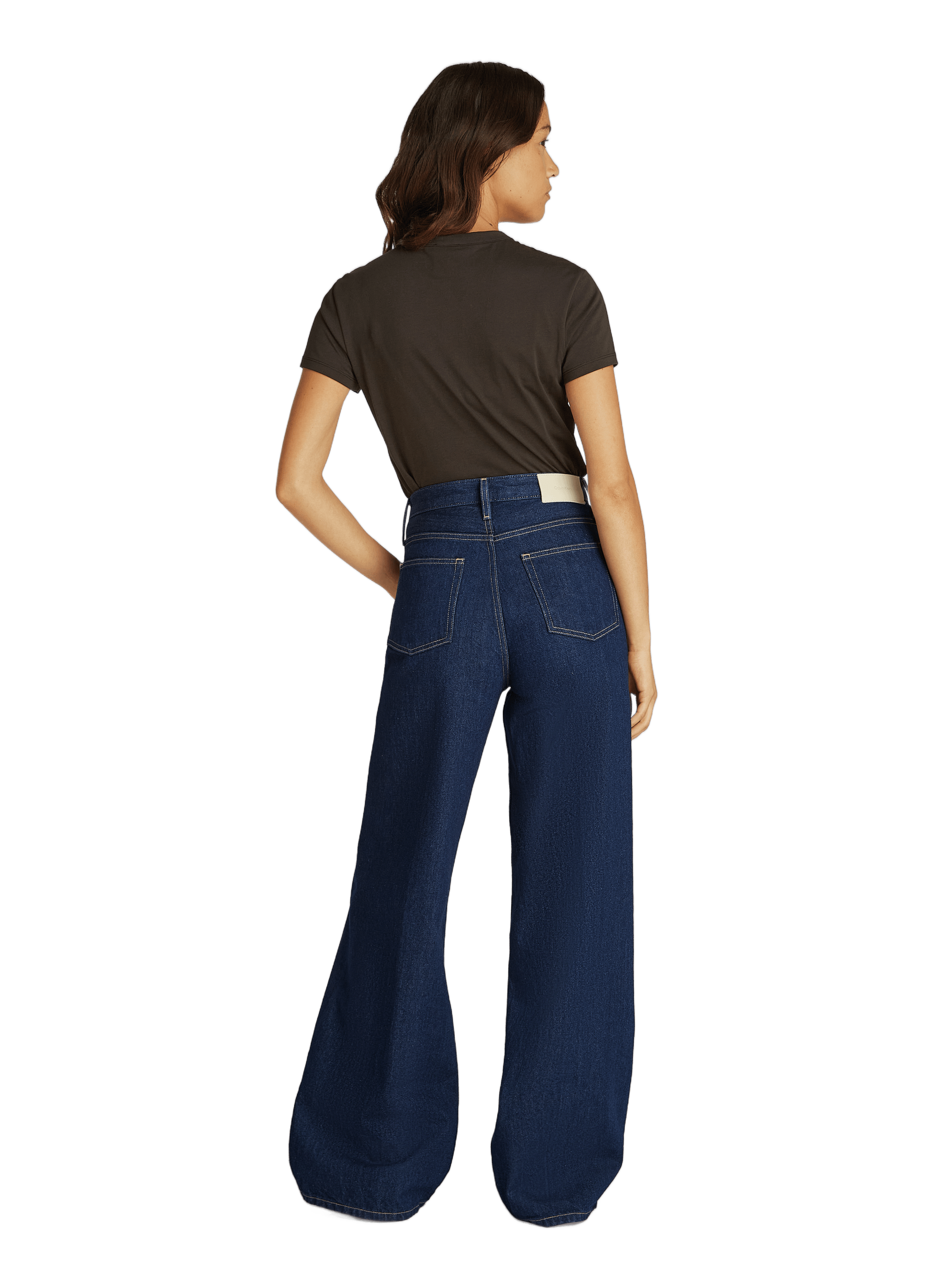 Jean large taille haute en coton CALVIN KLEIN Bleu