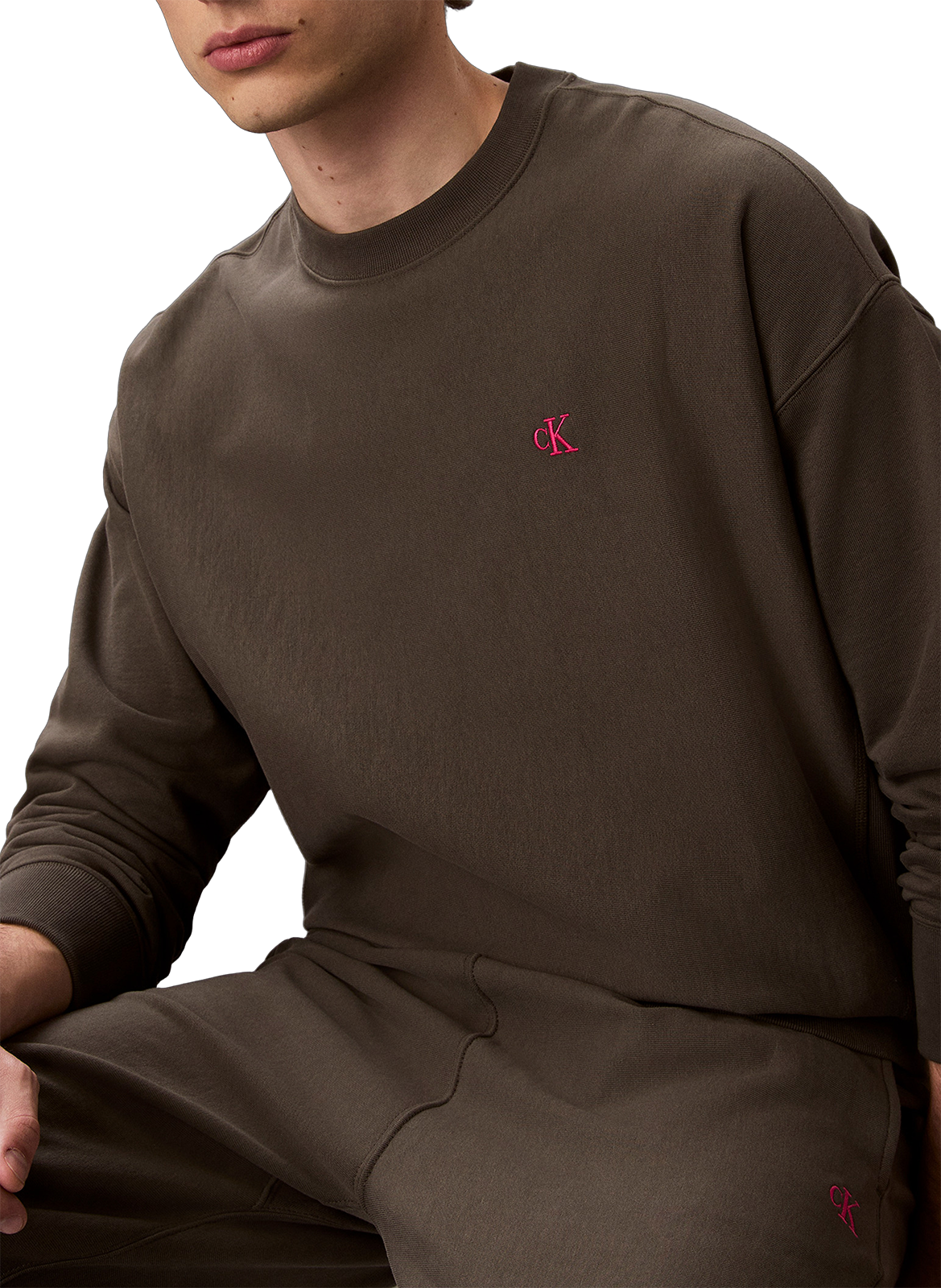 Sweatshirt oversize en tissu éponge de coton CALVIN KLEIN Kaki