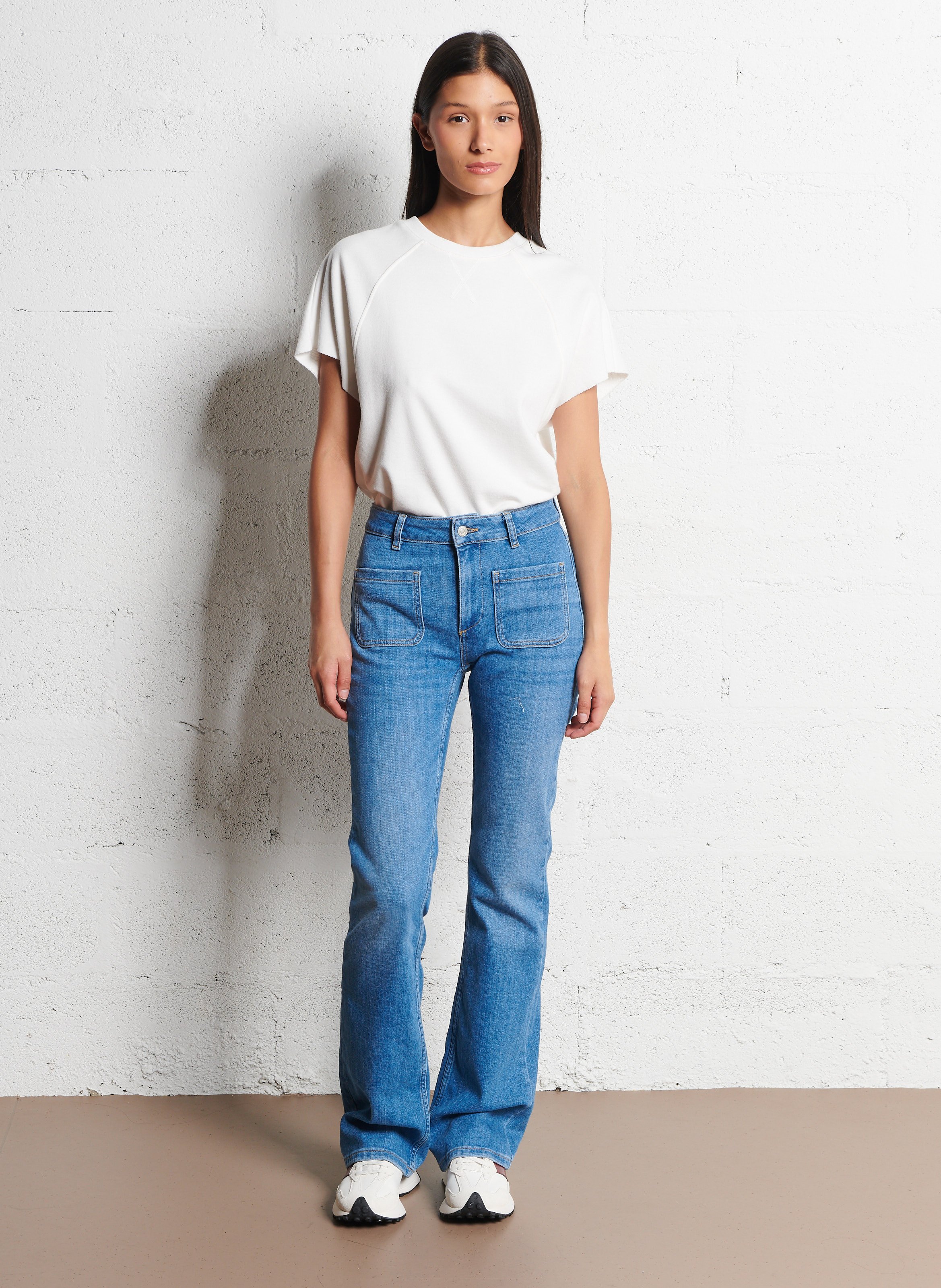 Jean flare en coton mélangé ross BA&SH Bleu