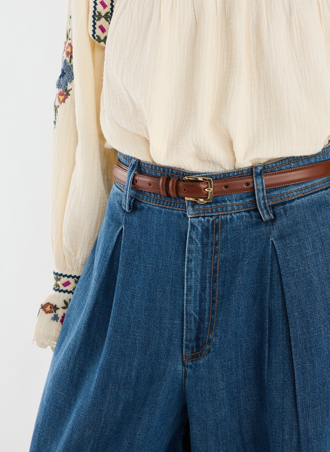 Ceinture fine en cuir SAISON 1865 Marron