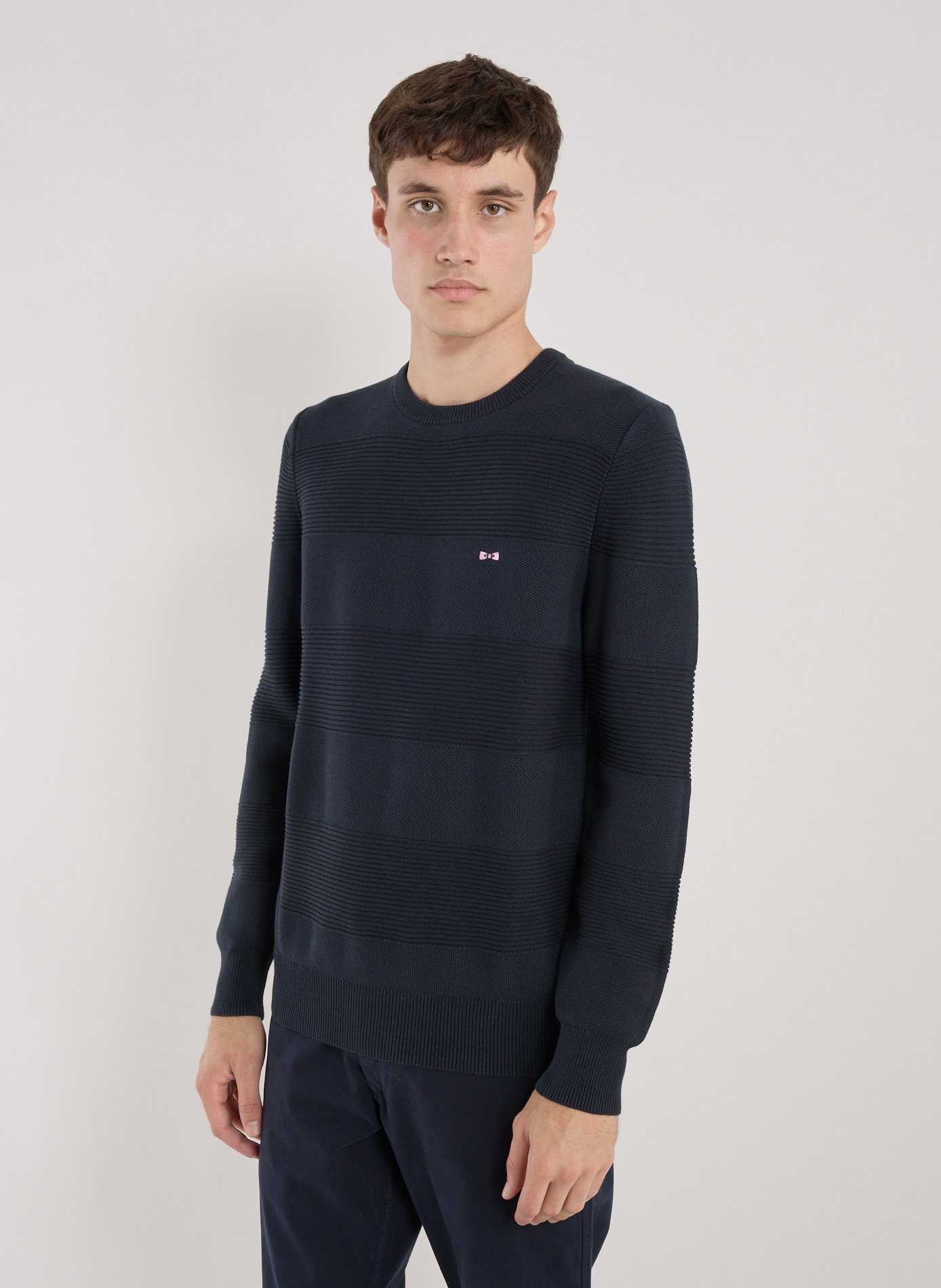 EDEN PARK Pull col rond en coton Bleu